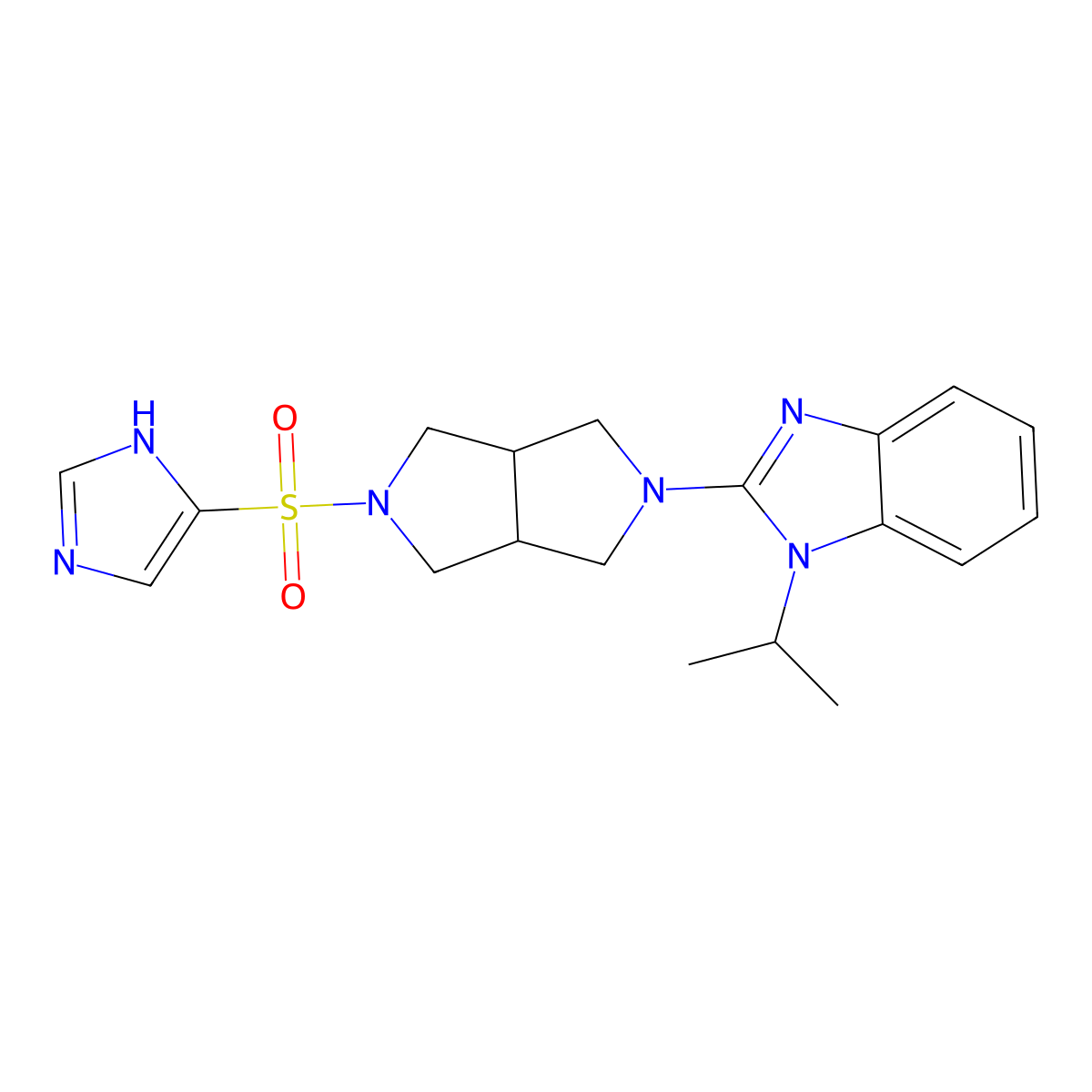 2-[5-(1H-imidazole-4-sulfonyl)-octahydropyrrolo[3,4-c]pyrrol-2-yl]-1-(propan-2-yl)-1H-1,3-benzodiazole molecular structure, CAS 2549018-07-5