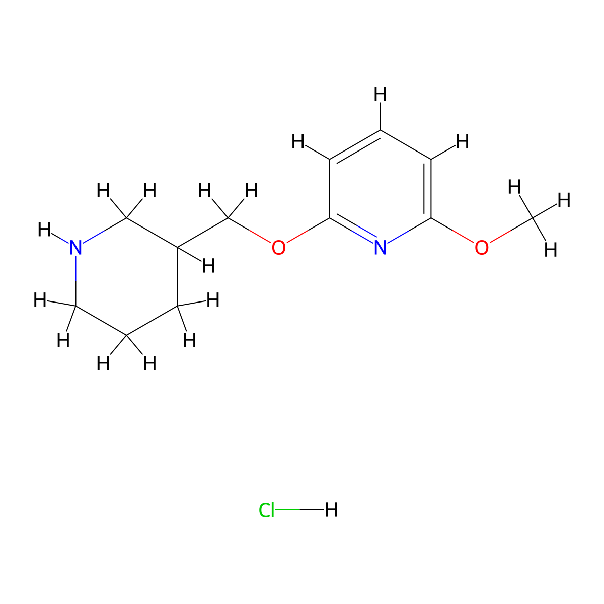 2-Methoxy-6-[(piperidin-3-yl)methoxy]pyridine hydrochloride molecular structure, CAS 2549018-12-2