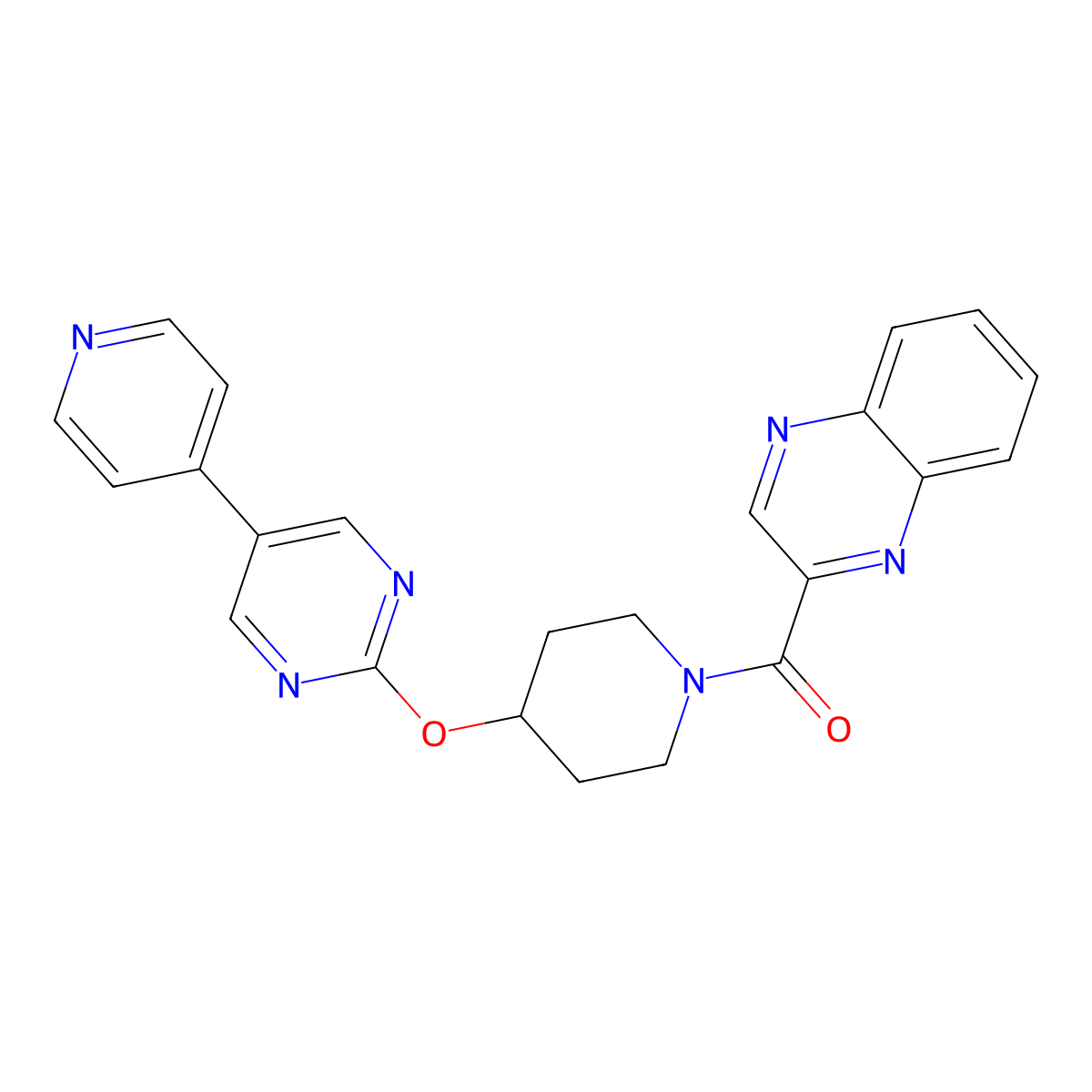 2-(4-{[5-(Pyridin-4-yl)pyrimidin-2-yl]oxy}piperidine-1-carbonyl)quinoxaline molecular structure, CAS 2549018-16-6