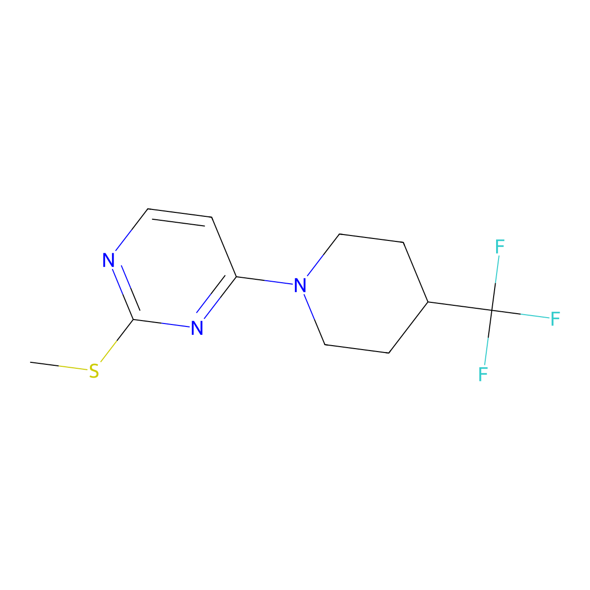 2-(Methylsulfanyl)-4-[4-(trifluoromethyl)piperidin-1-yl]pyrimidine molecular structure, CAS 2549018-20-2