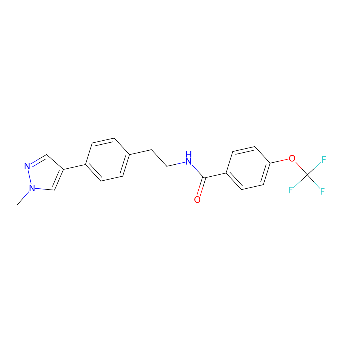 N-{2-[4-(1-methyl-1H-pyrazol-4-yl)phenyl]ethyl}-4-(trifluoromethoxy)benzamide molecular structure, CAS 2549018-22-4