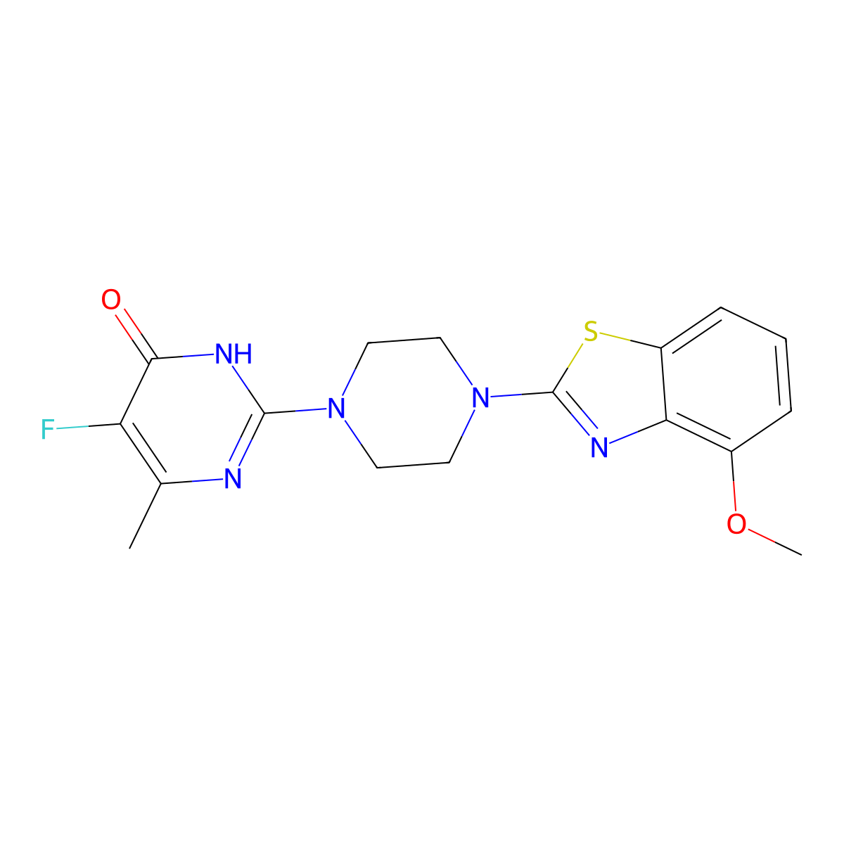 5-Fluoro-2-[4-(4-methoxy-1,3-benzothiazol-2-yl)piperazin-1-yl]-6-methyl-3,4-dihydropyrimidin-4-one molecular structure, CAS 2549018-26-8