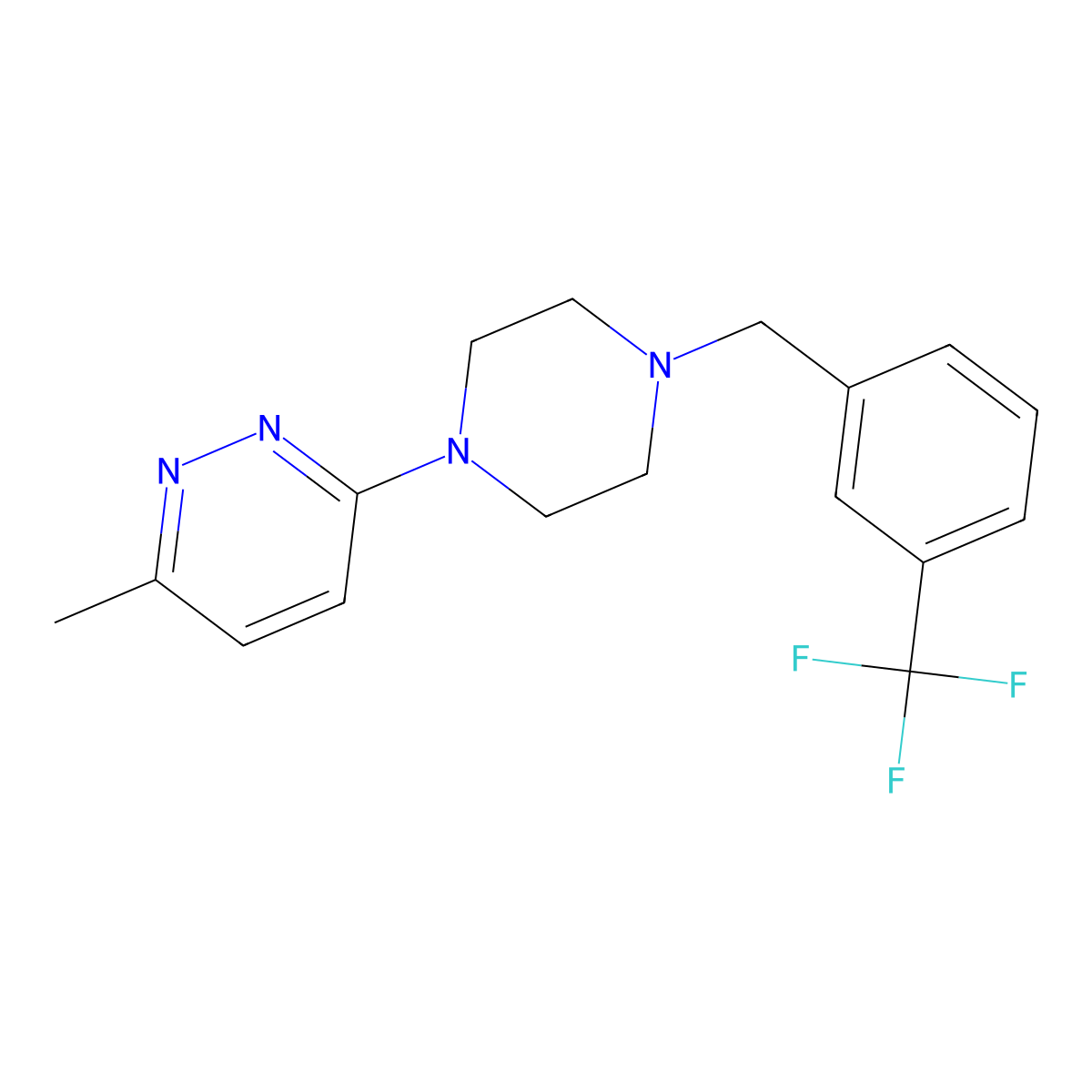 3-Methyl-6-(4-{[3-(trifluoromethyl)phenyl]methyl}piperazin-1-yl)pyridazine molecular structure, CAS 2549018-27-9