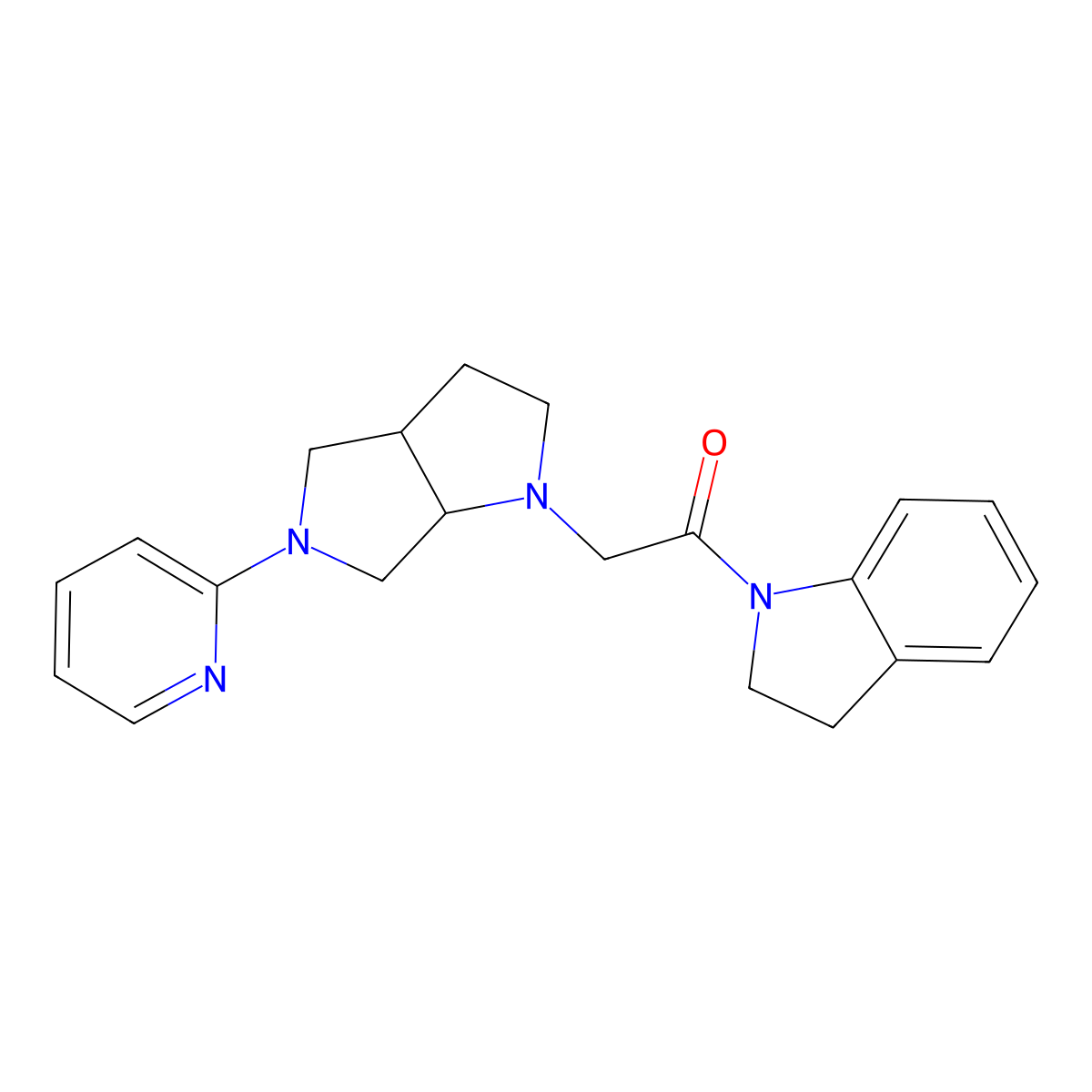 1-(2,3-dihydro-1H-indol-1-yl)-2-[5-(pyridin-2-yl)-octahydropyrrolo[3,4-b]pyrrol-1-yl]ethan-1-one molecular structure, CAS 2549018-31-5