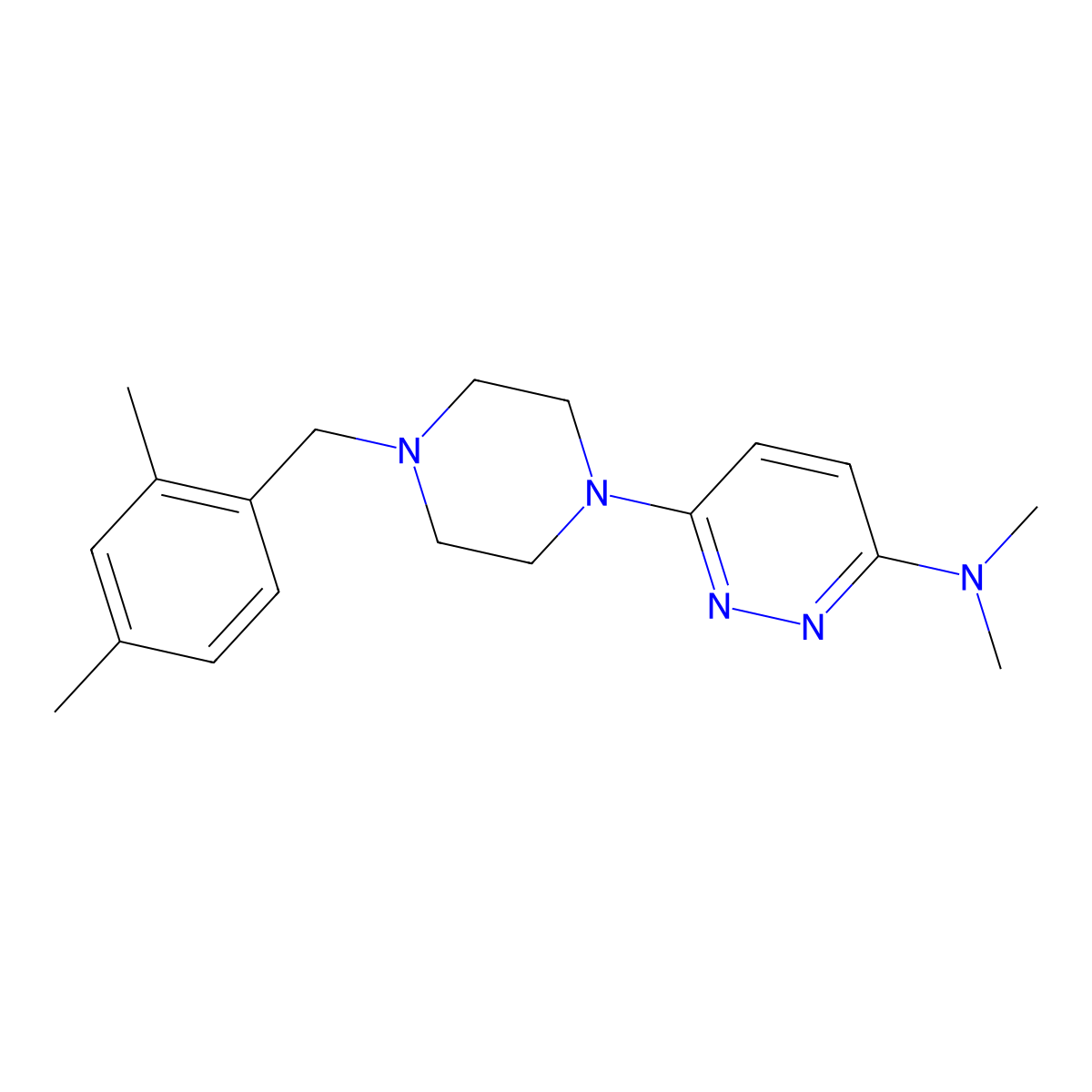 6-{4-[(2,4-dimethylphenyl)methyl]piperazin-1-yl}-N,N-dimethylpyridazin-3-amine molecular structure, CAS 2549018-33-7