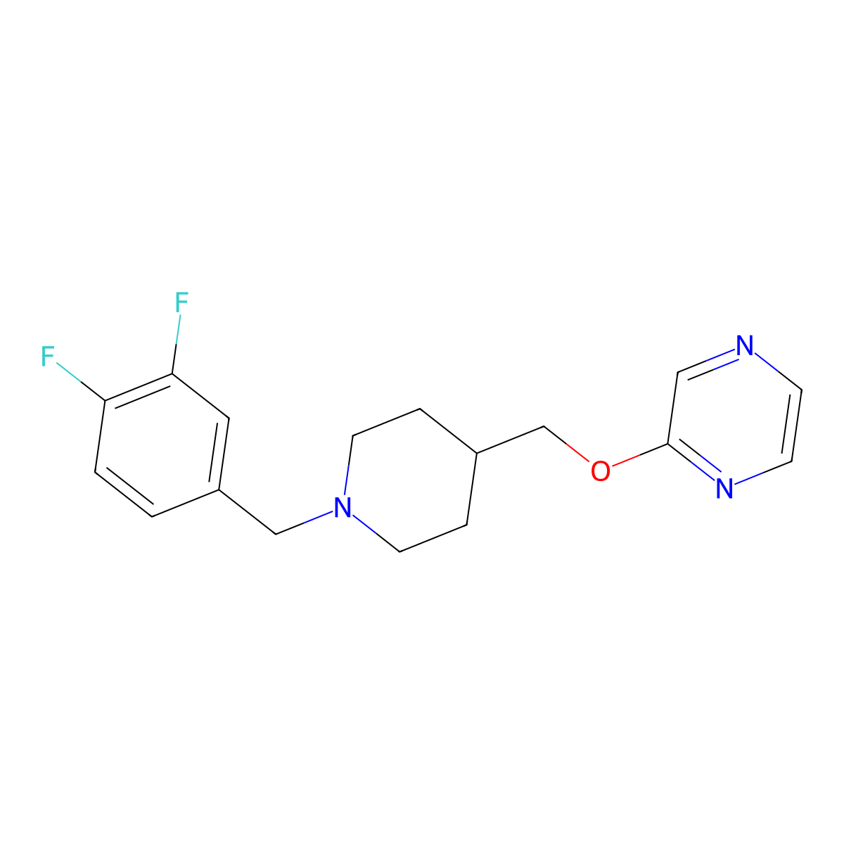 2-({1-[(3,4-Difluorophenyl)methyl]piperidin-4-yl}methoxy)pyrazine molecular structure, CAS 2549018-36-0