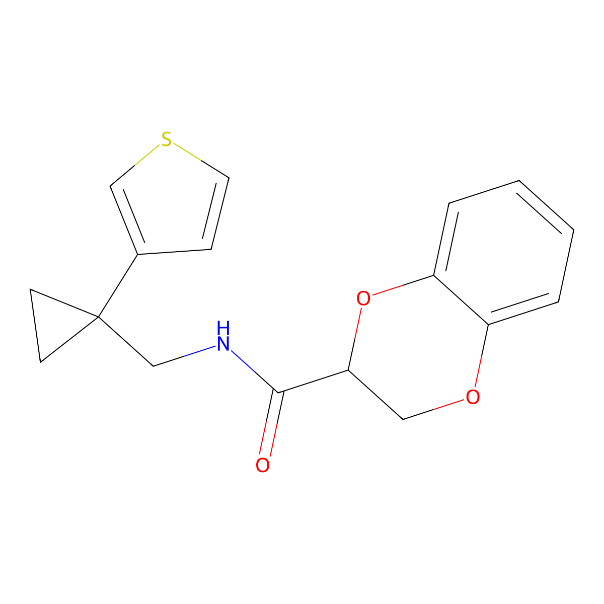 N-{[1-(thiophen-3-yl)cyclopropyl]methyl}-2,3-dihydro-1,4-benzodioxine-2-carboxamide molecular structure, CAS 2549018-40-6