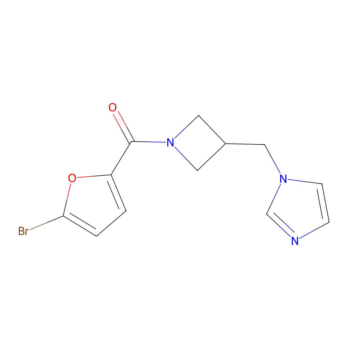 1-{[1-(5-bromofuran-2-carbonyl)azetidin-3-yl]methyl}-1H-imidazole molecular structure, CAS 2549018-45-1