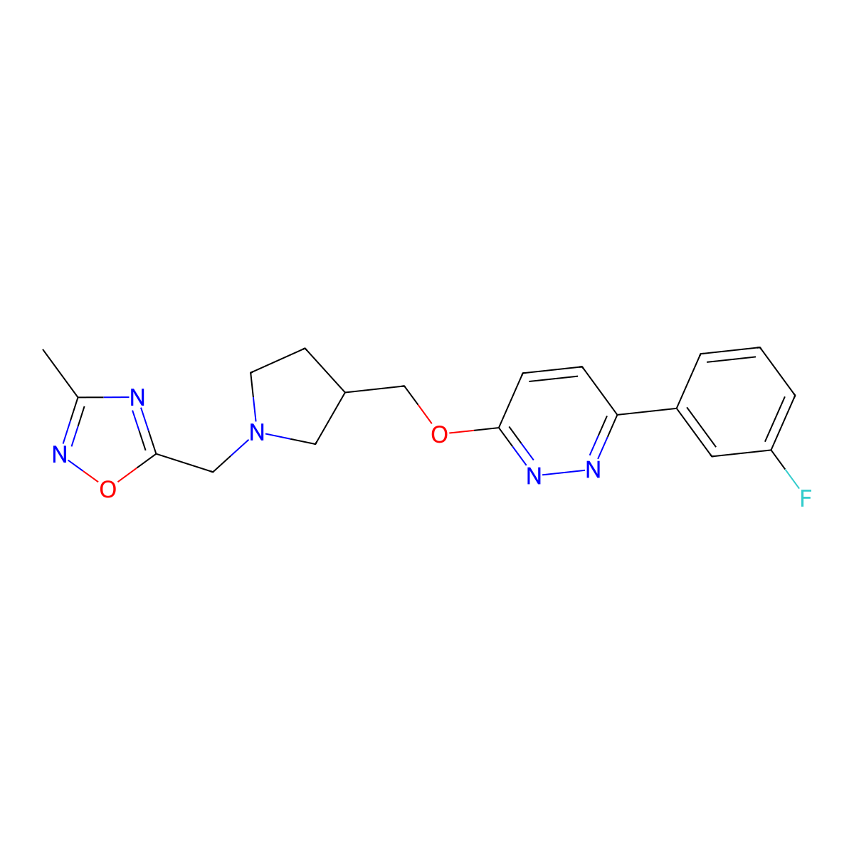 3-(3-Fluorophenyl)-6-({1-[(3-methyl-1,2,4-oxadiazol-5-yl)methyl]pyrrolidin-3-yl}methoxy)pyridazine molecular structure, CAS 2549018-47-3