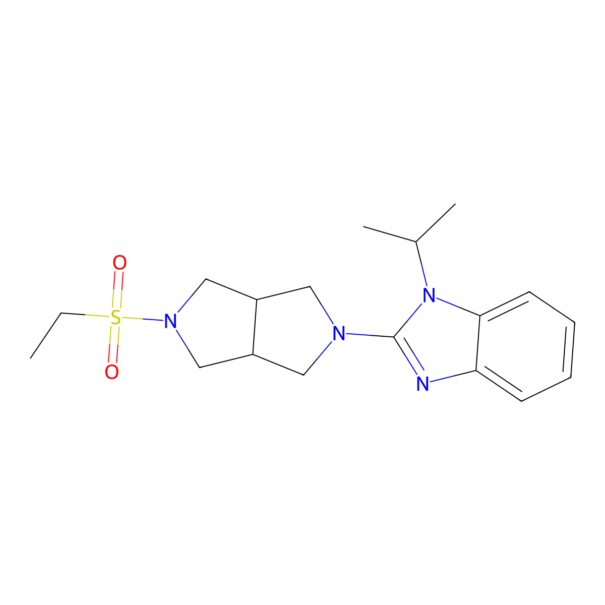 2-[5-(ethanesulfonyl)-octahydropyrrolo[3,4-c]pyrrol-2-yl]-1-(propan-2-yl)-1H-1,3-benzodiazole molecular structure, CAS 2549018-50-8