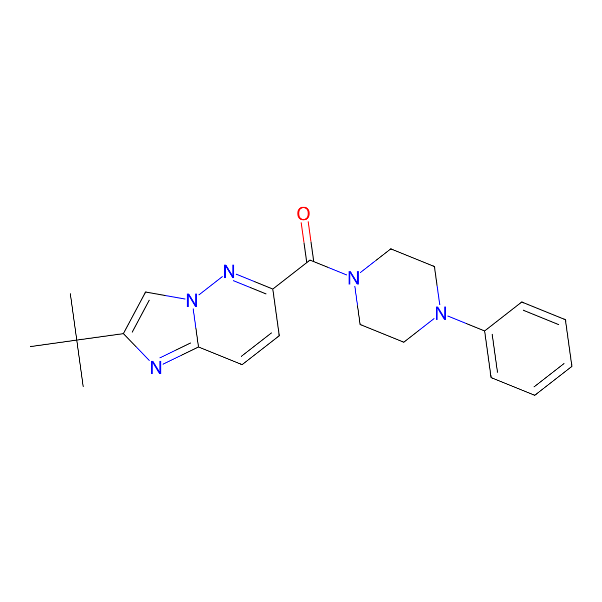 1-{2-Tert-butylimidazo[1,2-b]pyridazine-6-carbonyl}-4-phenylpiperazine molecular structure, CAS 2549018-51-9