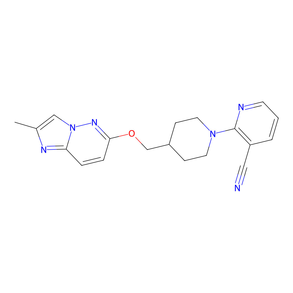2-{4-[({2-Methylimidazo[1,2-b]pyridazin-6-yl}oxy)methyl]piperidin-1-yl}pyridine-3-carbonitrile molecular structure, CAS 2549018-53-1