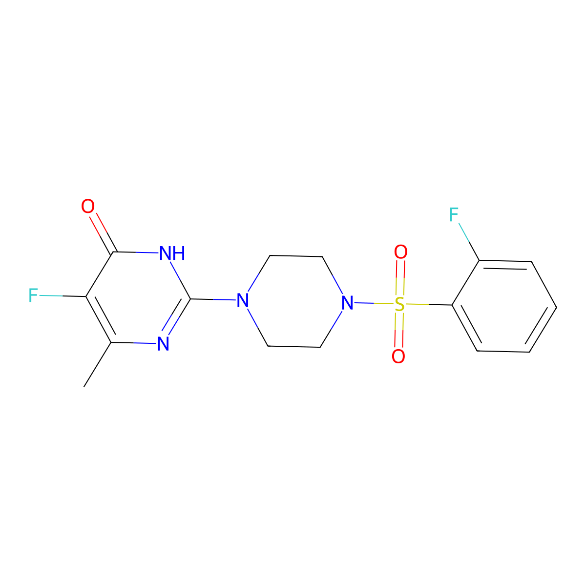 5-Fluoro-2-[4-(2-fluorobenzenesulfonyl)piperazin-1-yl]-6-methyl-3,4-dihydropyrimidin-4-one molecular structure, CAS 2549018-56-4