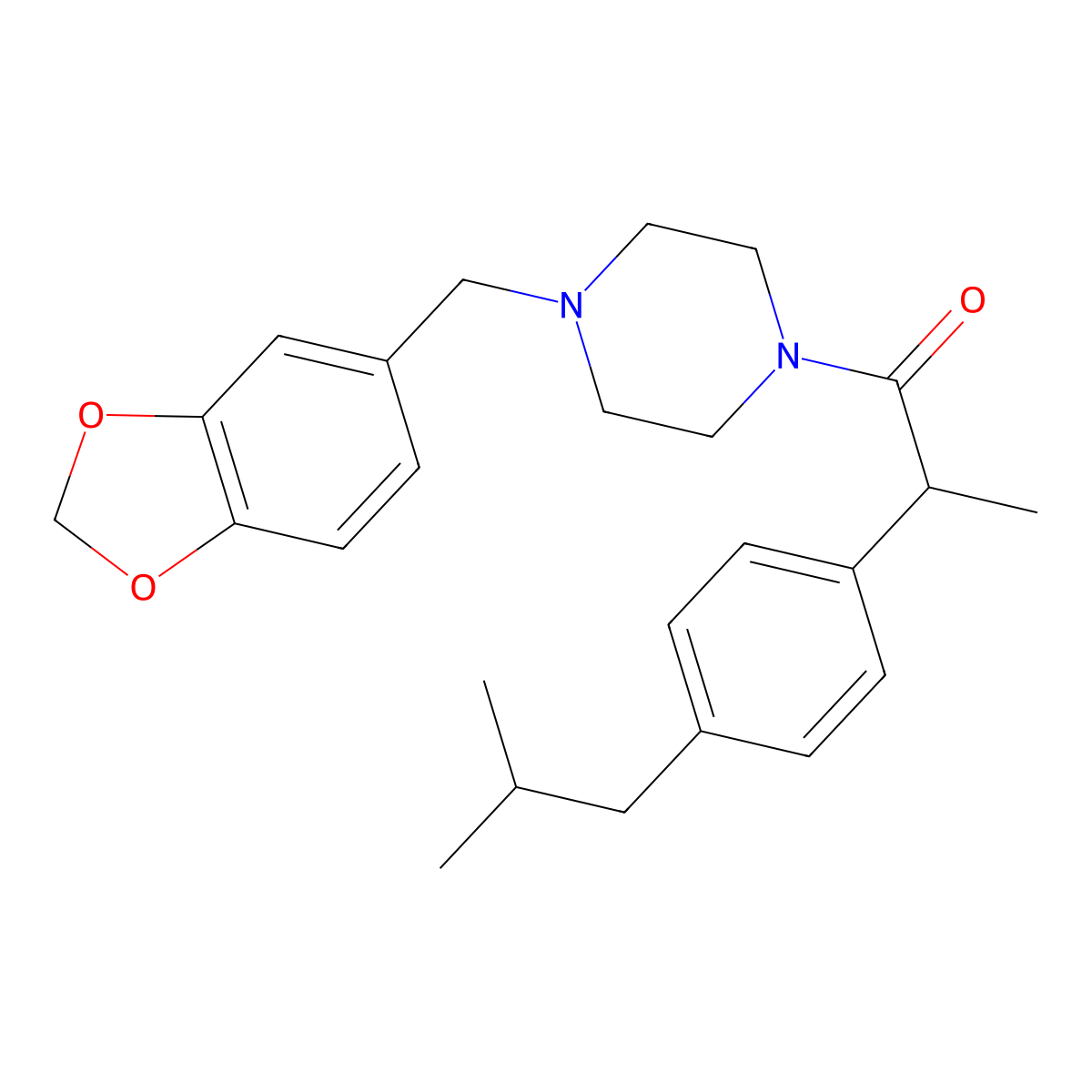 1-{4-[(2H-1,3-benzodioxol-5-yl)methyl]piperazin-1-yl}-2-[4-(2-methylpropyl)phenyl]propan-1-one molecular structure, CAS 2549018-57-5