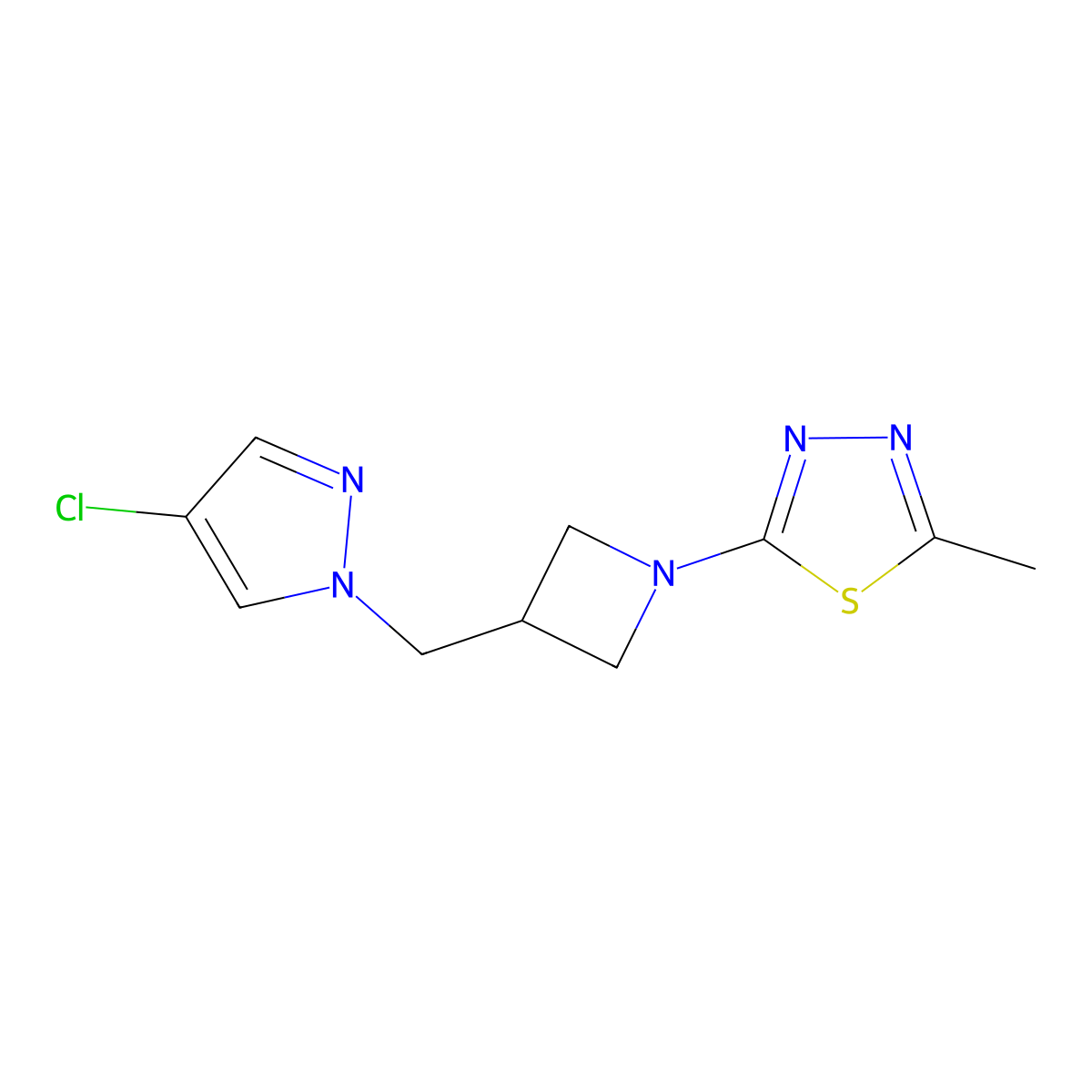 2-{3-[(4-chloro-1H-pyrazol-1-yl)methyl]azetidin-1-yl}-5-methyl-1,3,4-thiadiazole molecular structure, CAS 2549018-62-2