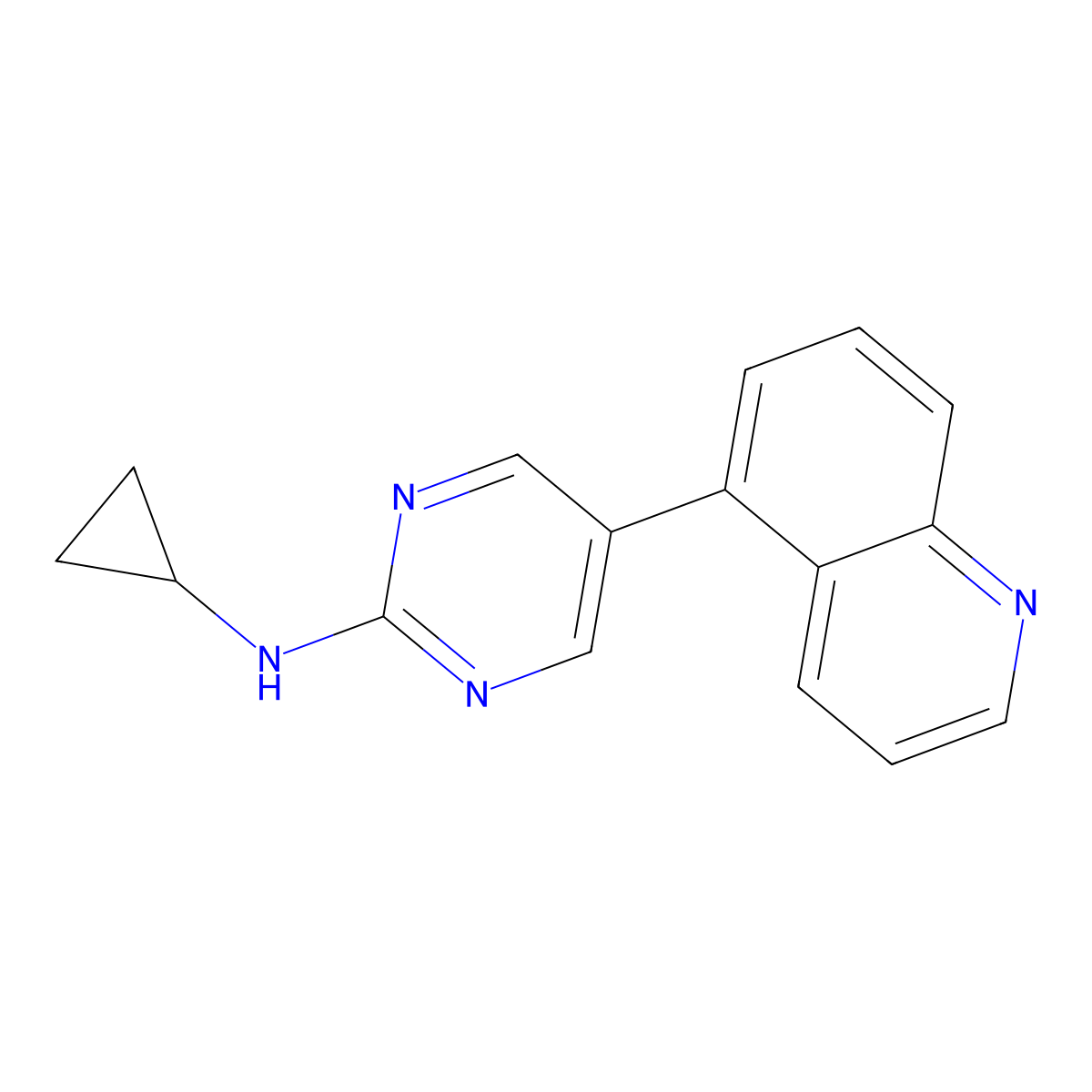 N-cyclopropyl-5-(quinolin-5-yl)pyrimidin-2-amine molecular structure, CAS 2549018-67-7