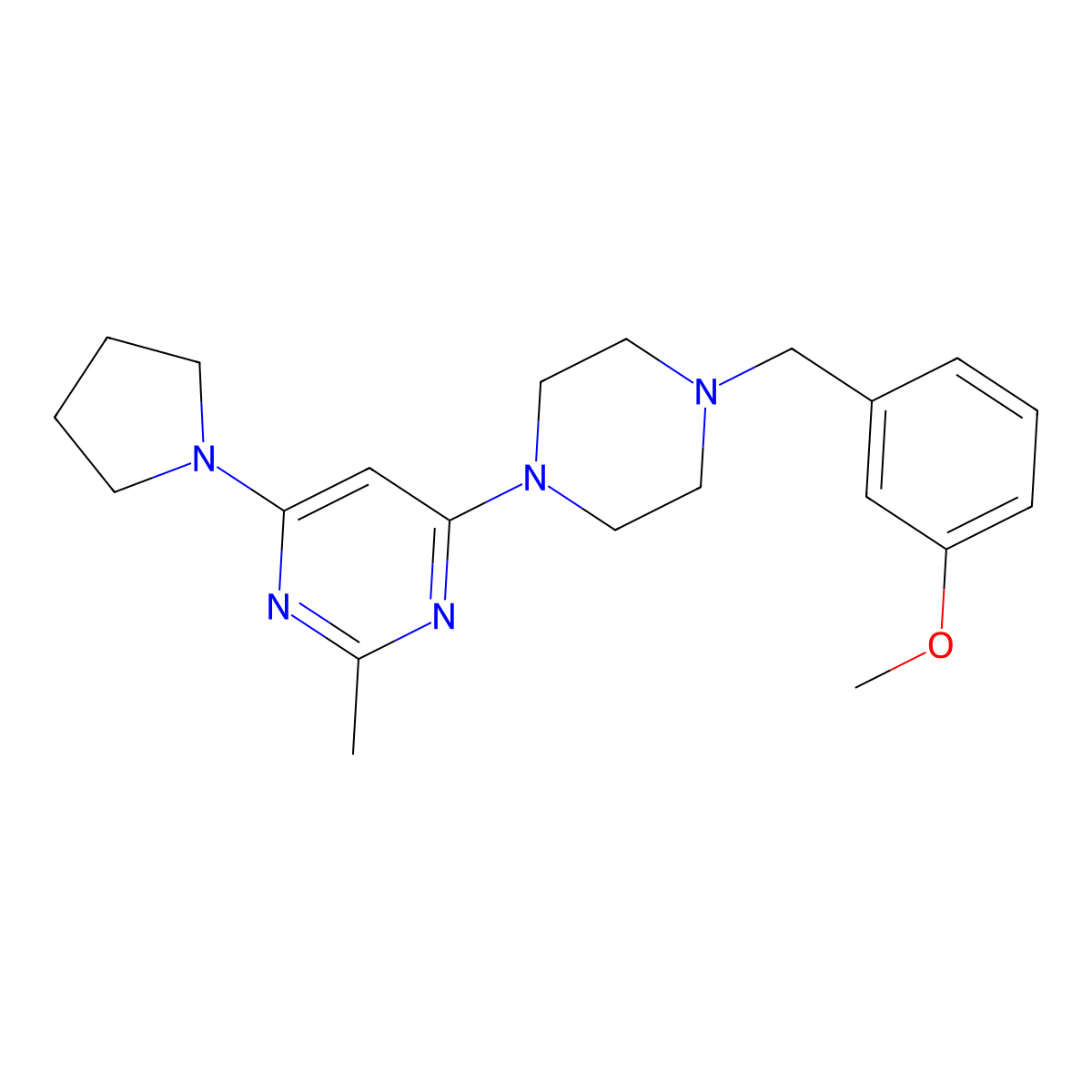 4-{4-[(3-Methoxyphenyl)methyl]piperazin-1-yl}-2-methyl-6-(pyrrolidin-1-yl)pyrimidine molecular structure, CAS 2549018-70-2