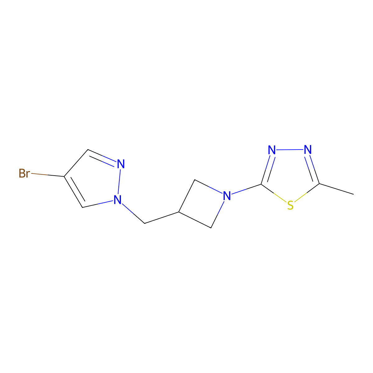 2-{3-[(4-bromo-1H-pyrazol-1-yl)methyl]azetidin-1-yl}-5-methyl-1,3,4-thiadiazole molecular structure, CAS 2549018-77-9
