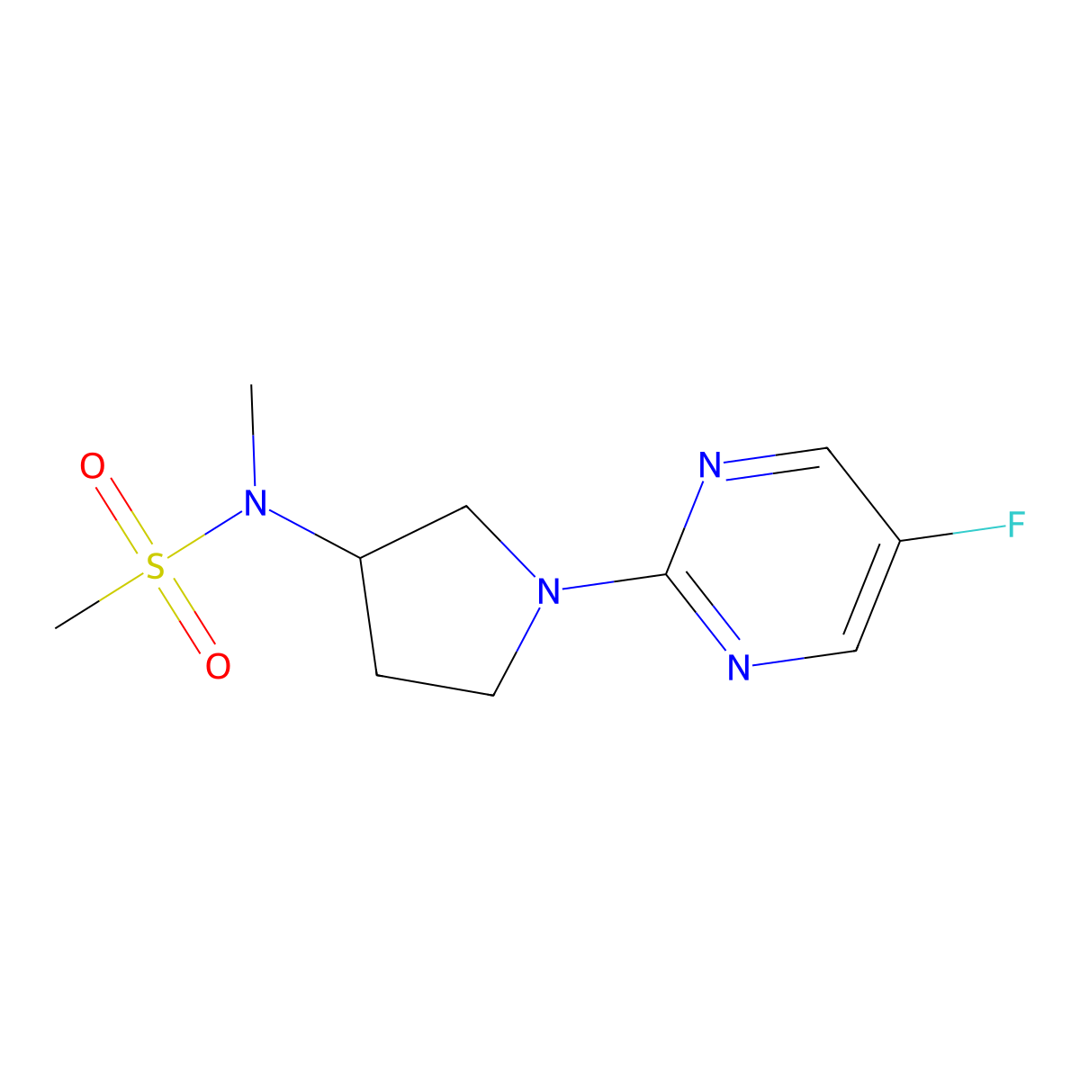 N-[1-(5-fluoropyrimidin-2-yl)pyrrolidin-3-yl]-N-methylmethanesulfonamide molecular structure, CAS 2549018-85-9