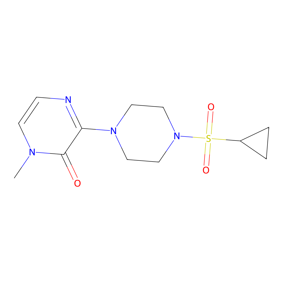 3-[4-(Cyclopropanesulfonyl)piperazin-1-yl]-1-methyl-1,2-dihydropyrazin-2-one molecular structure, CAS 2549018-91-7