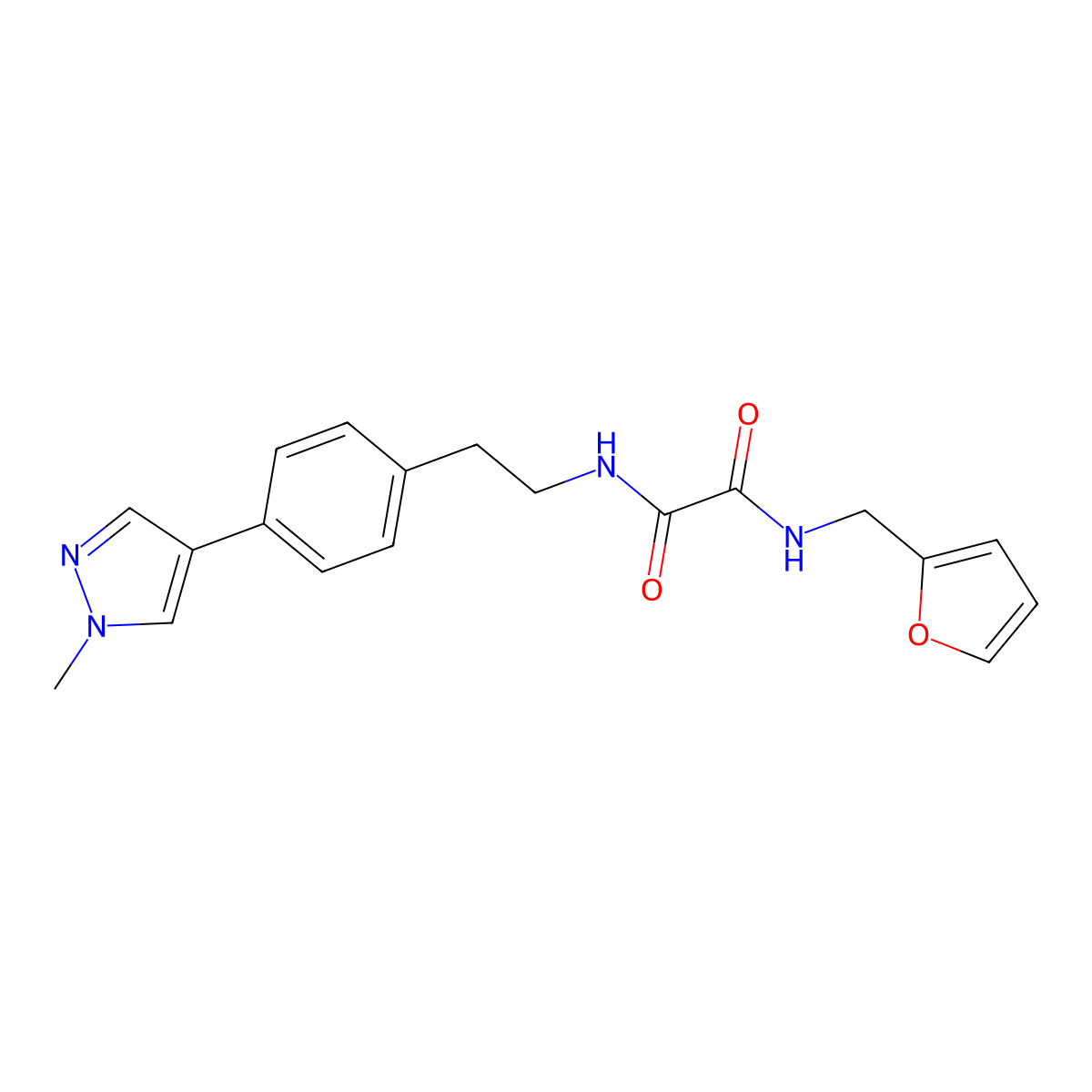 N-[(furan-2-yl)methyl]-N'-{2-[4-(1-methyl-1H-pyrazol-4-yl)phenyl]ethyl}ethanediamide molecular structure, CAS 2549018-95-1