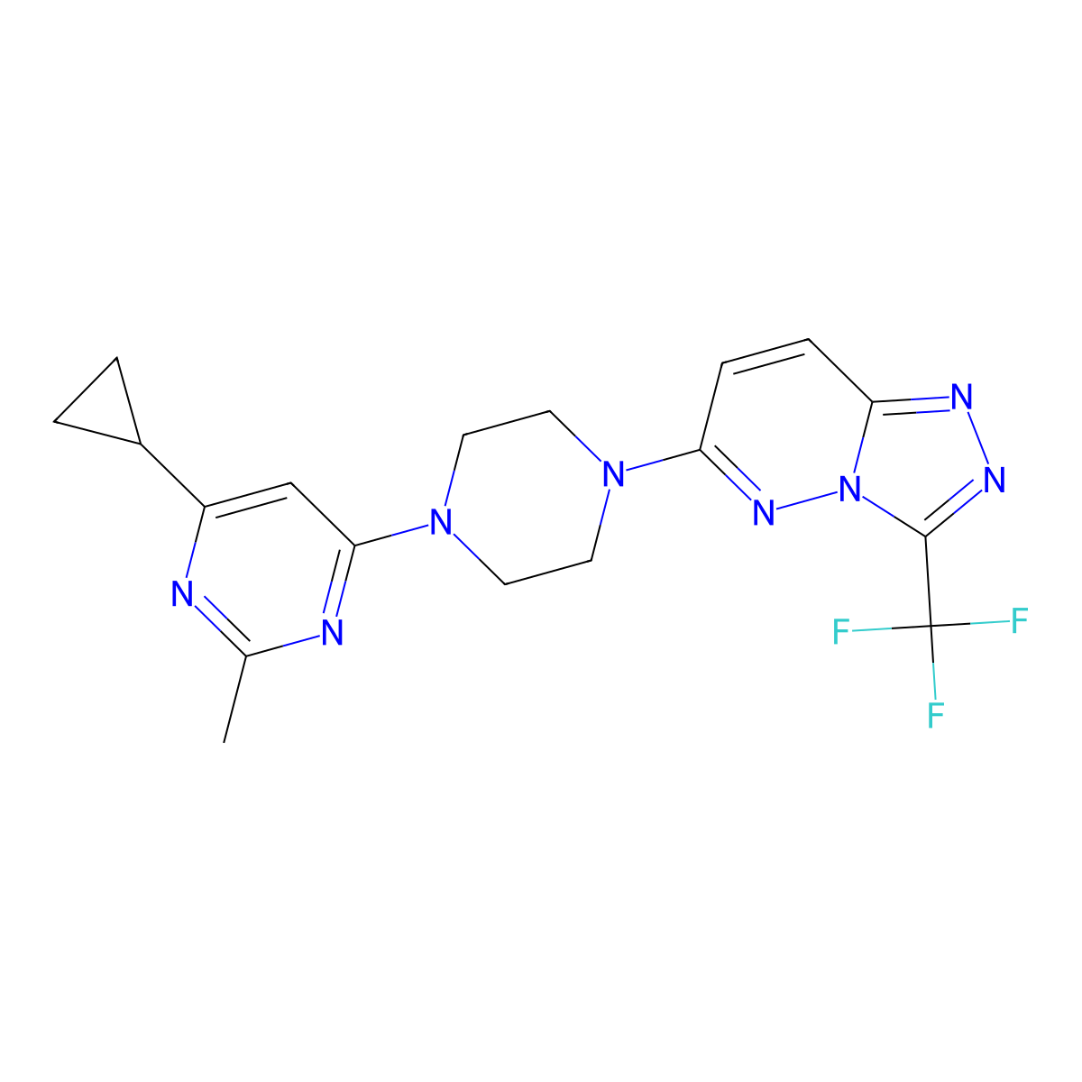 4-Cyclopropyl-2-methyl-6-{4-[3-(trifluoromethyl)-[1,2,4]triazolo[4,3-b]pyridazin-6-yl]piperazin-1-yl}pyrimidine molecular structure, CAS 2549018-97-3