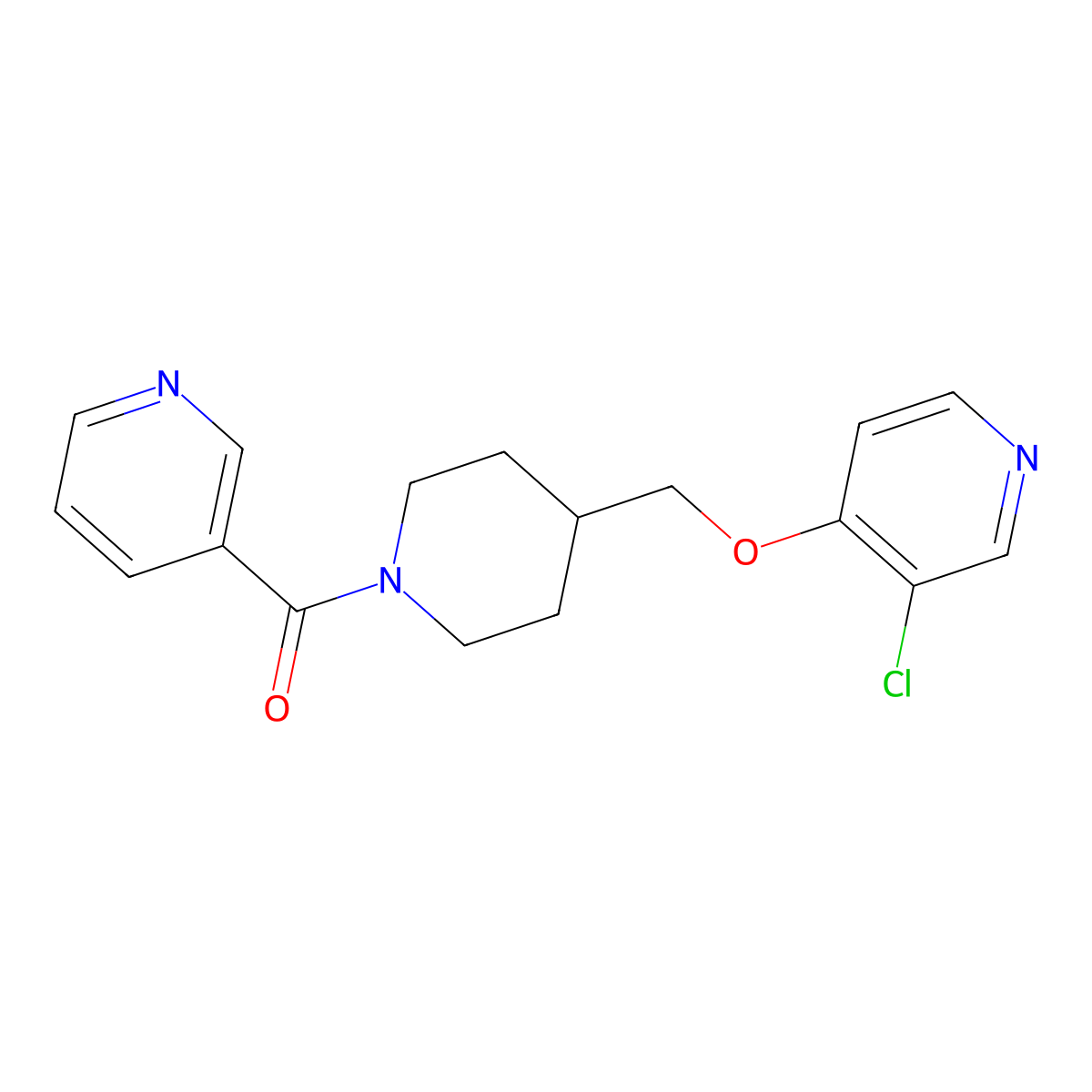 3-Chloro-4-{[1-(pyridine-3-carbonyl)piperidin-4-yl]methoxy}pyridine molecular structure, CAS 2549018-99-5