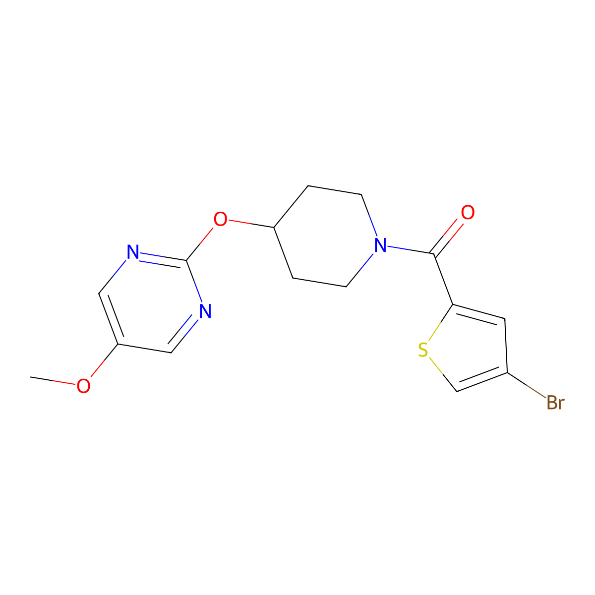 2-{[1-(4-Bromothiophene-2-carbonyl)piperidin-4-yl]oxy}-5-methoxypyrimidine molecular structure, CAS 2549019-08-9