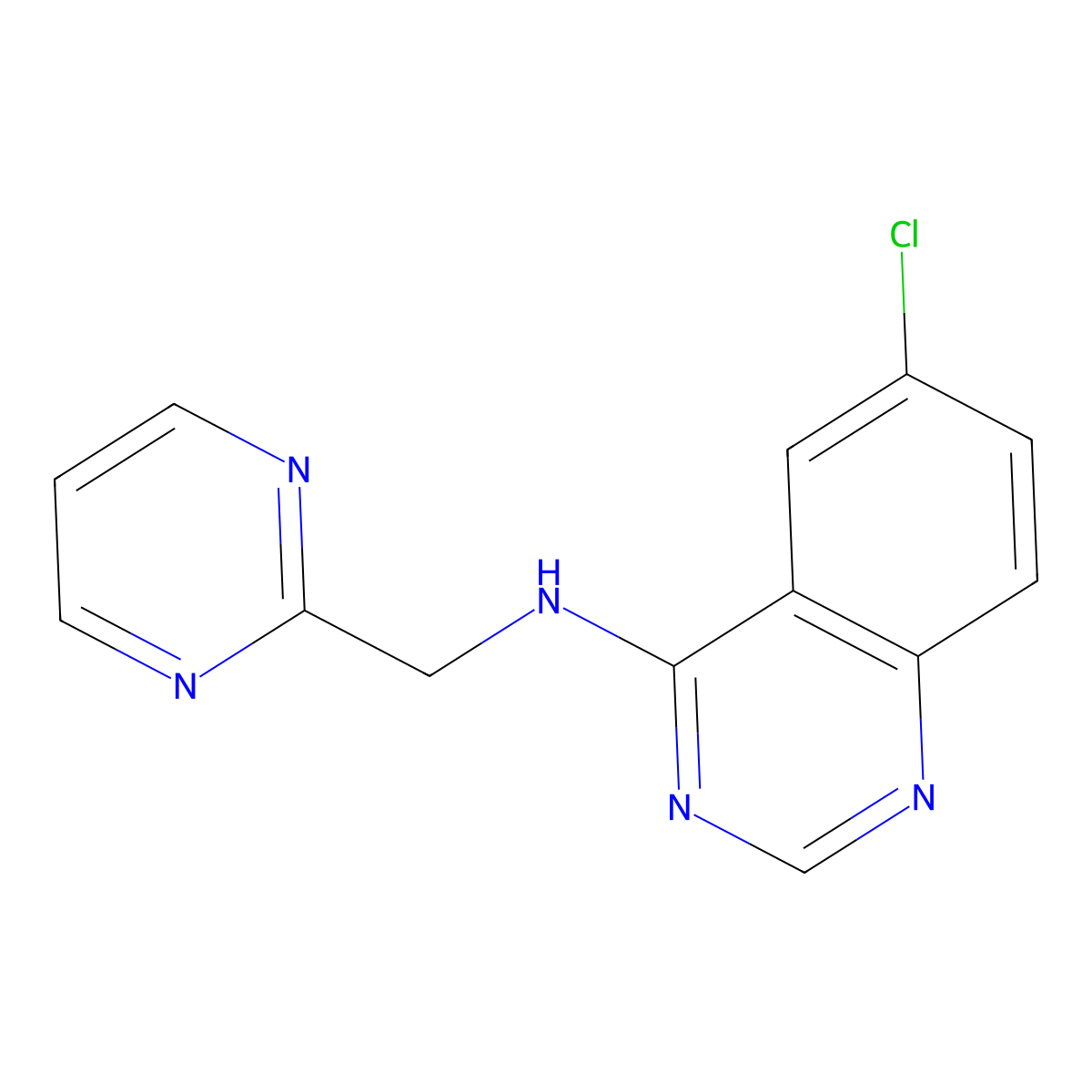 6-chloro-N-[(pyrimidin-2-yl)methyl]quinazolin-4-amine molecular structure, CAS 2549019-13-6
