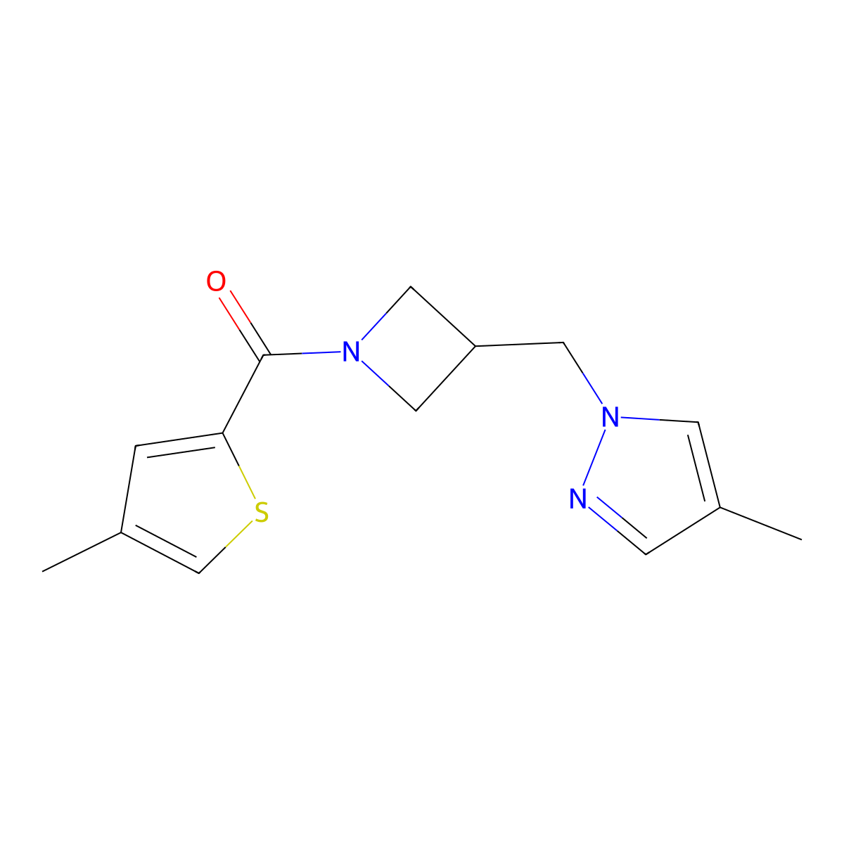 4-methyl-1-{[1-(4-methylthiophene-2-carbonyl)azetidin-3-yl]methyl}-1H-pyrazole molecular structure, CAS 2549019-16-9