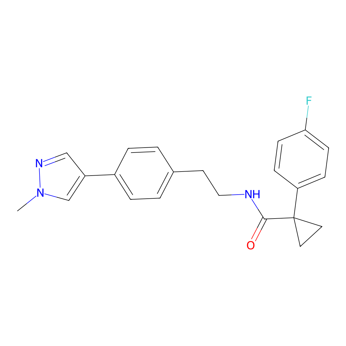 1-(4-fluorophenyl)-N-{2-[4-(1-methyl-1H-pyrazol-4-yl)phenyl]ethyl}cyclopropane-1-carboxamide molecular structure, CAS 2549019-21-6
