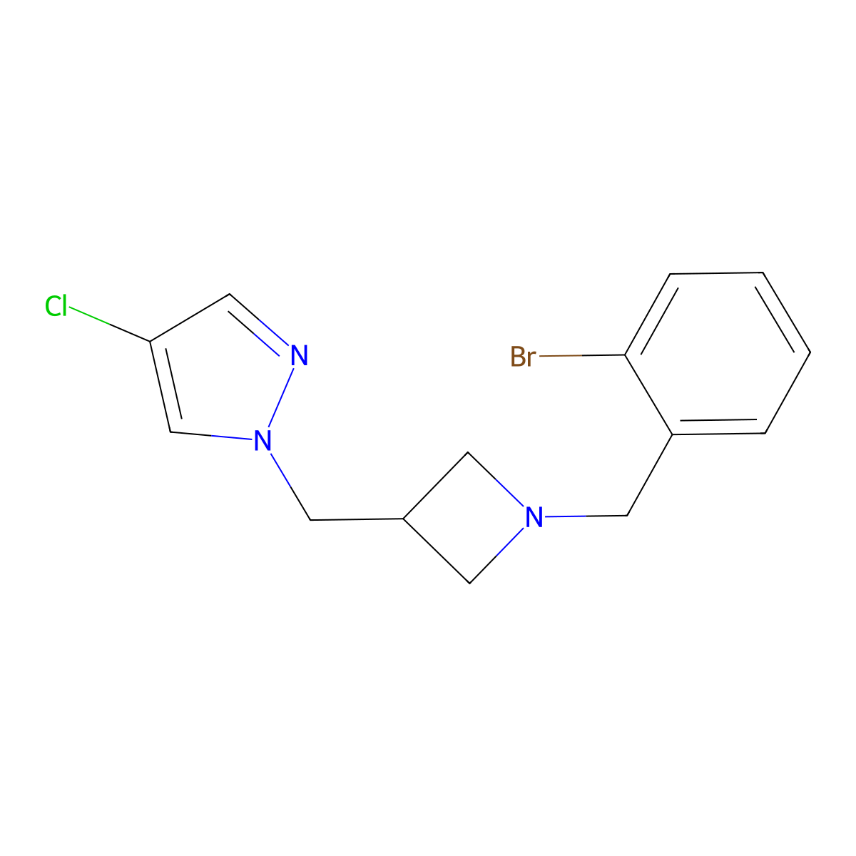1-({1-[(2-bromophenyl)methyl]azetidin-3-yl}methyl)-4-chloro-1H-pyrazole molecular structure, CAS 2549019-24-9
