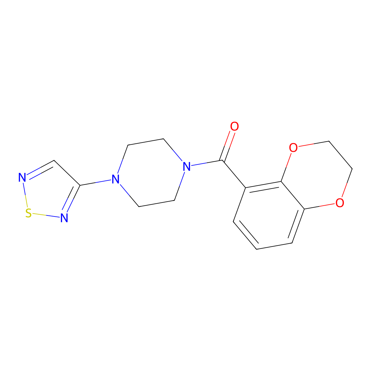1-(2,3-Dihydro-1,4-benzodioxine-5-carbonyl)-4-(1,2,5-thiadiazol-3-yl)piperazine molecular structure, CAS 2549019-26-1
