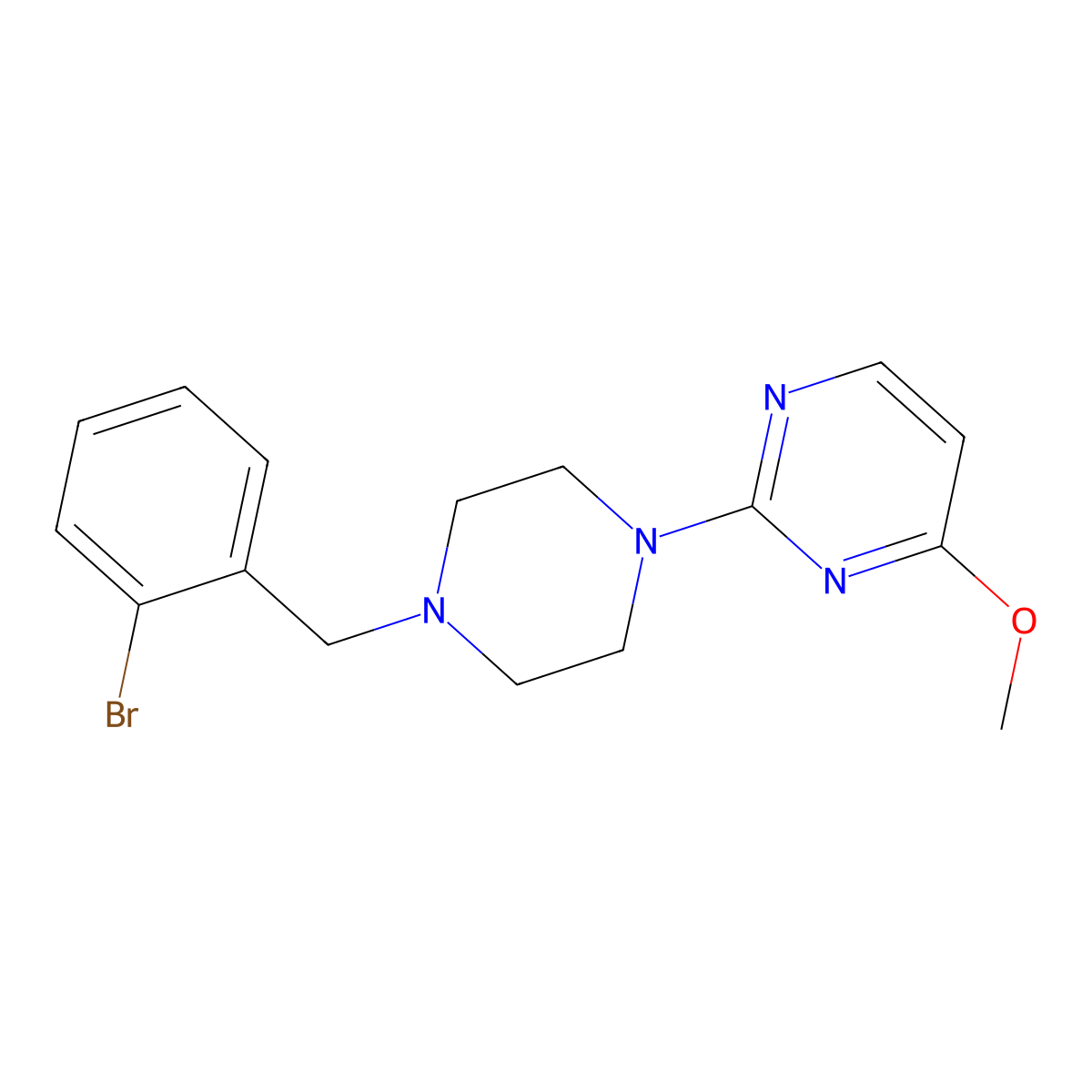 2-{4-[(2-Bromophenyl)methyl]piperazin-1-yl}-4-methoxypyrimidine molecular structure, CAS 2549019-32-9