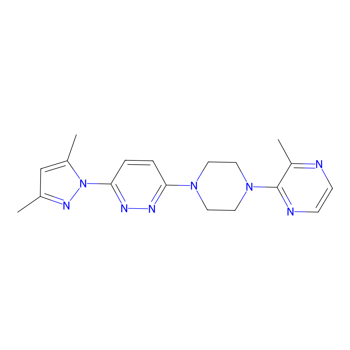 3-(3,5-dimethyl-1H-pyrazol-1-yl)-6-[4-(3-methylpyrazin-2-yl)piperazin-1-yl]pyridazine molecular structure, CAS 2549019-36-3