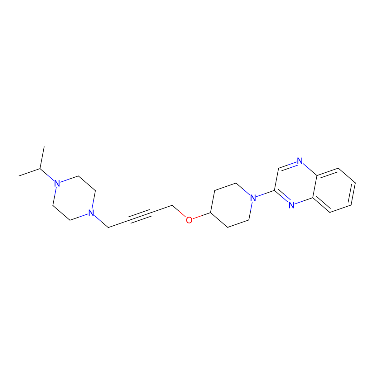 2-[4-({4-[4-(Propan-2-yl)piperazin-1-yl]but-2-yn-1-yl}oxy)piperidin-1-yl]quinoxaline molecular structure, CAS 2549019-37-4