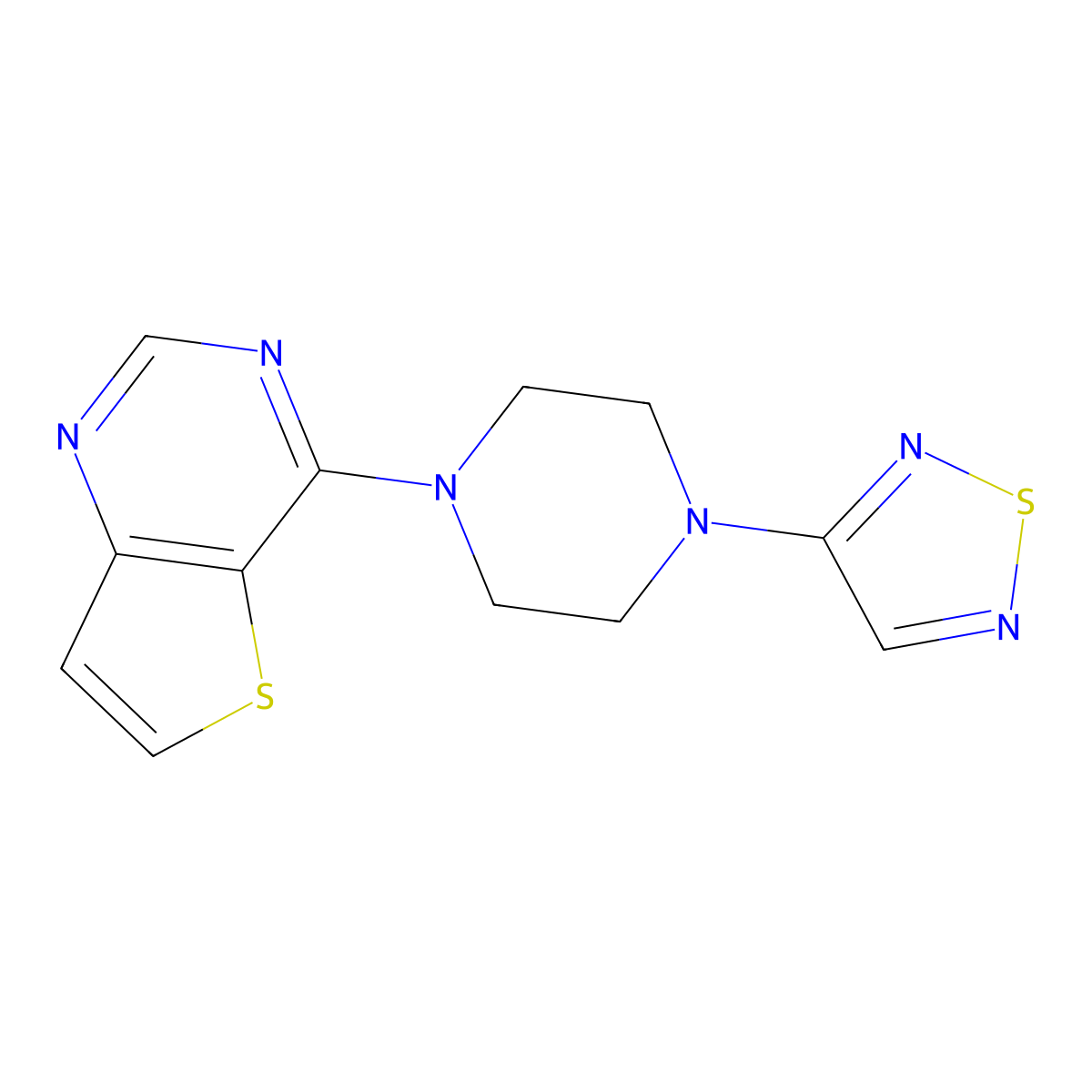 1-(1,2,5-Thiadiazol-3-yl)-4-{thieno[3,2-d]pyrimidin-4-yl}piperazine molecular structure, CAS 2549019-40-9
