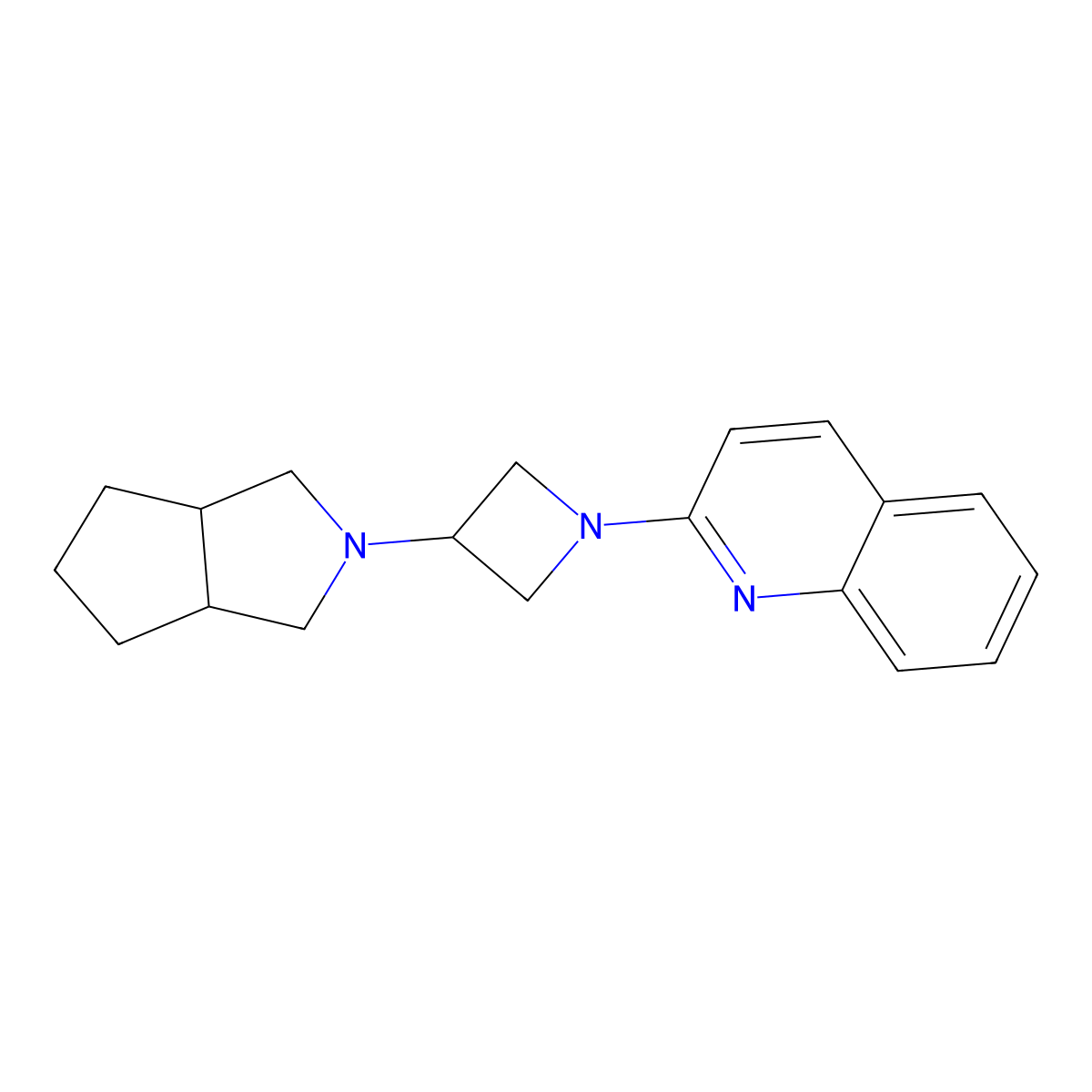 2-(3-{Octahydrocyclopenta[c]pyrrol-2-yl}azetidin-1-yl)quinoline molecular structure, CAS 2549019-42-1