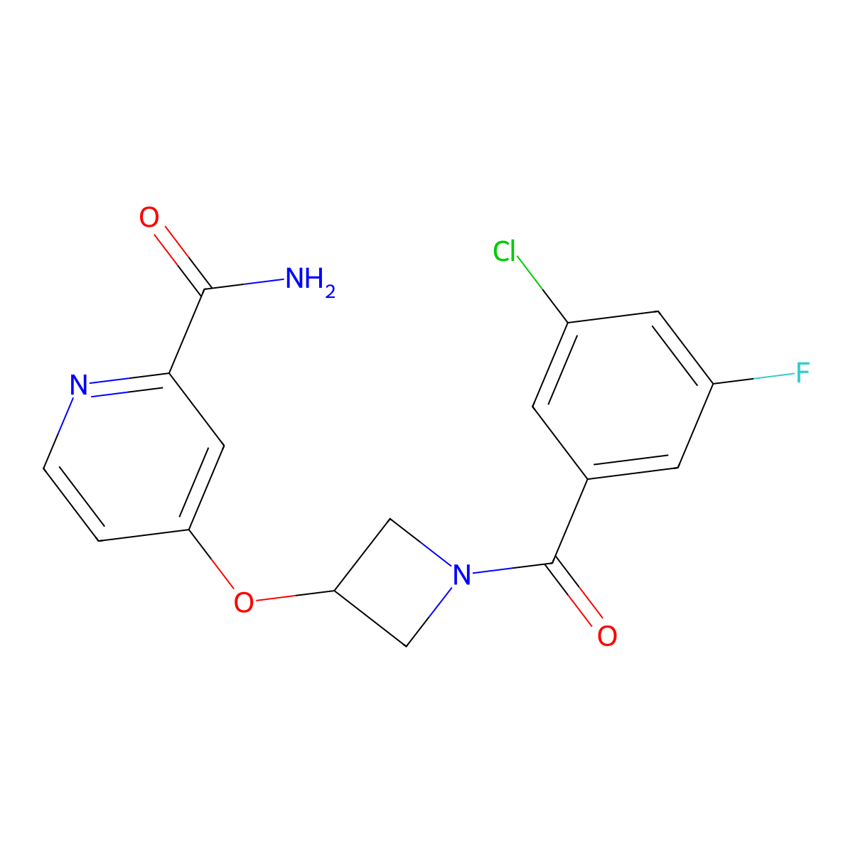 4-{[1-(3-Chloro-5-fluorobenzoyl)azetidin-3-yl]oxy}pyridine-2-carboxamide molecular structure, CAS 2549019-47-6