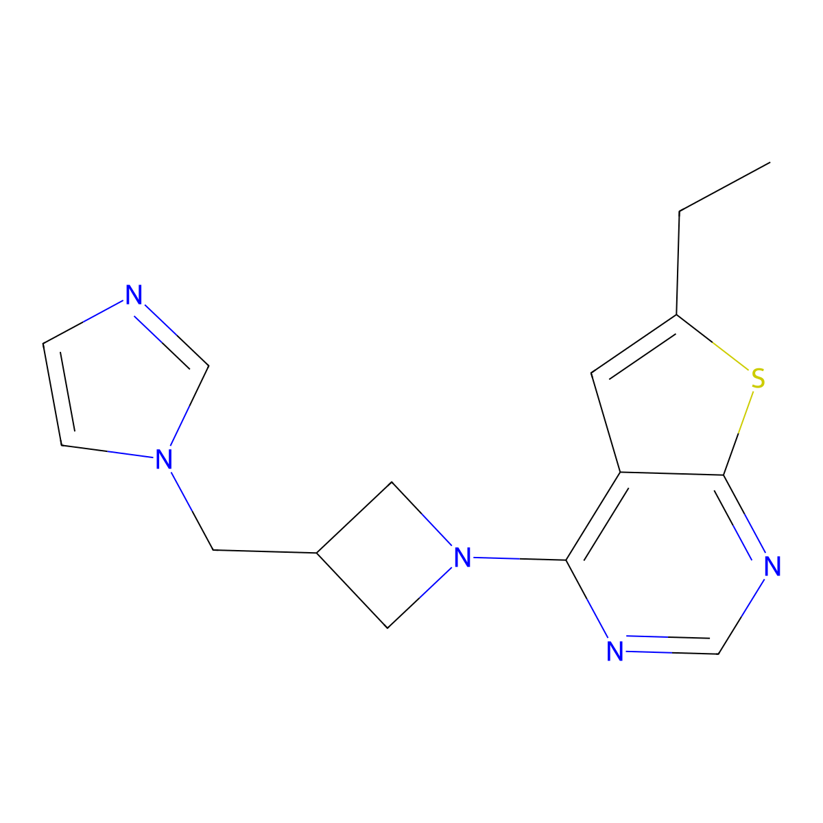 1-[(1-{6-ethylthieno[2,3-d]pyrimidin-4-yl}azetidin-3-yl)methyl]-1H-imidazole molecular structure, CAS 2549019-49-8