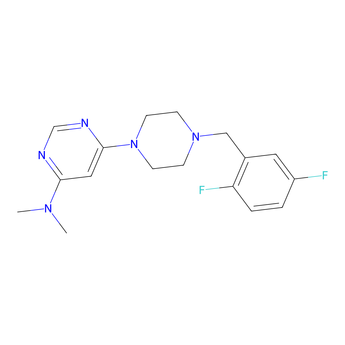 6-{4-[(2,5-difluorophenyl)methyl]piperazin-1-yl}-N,N-dimethylpyrimidin-4-amine molecular structure, CAS 2549019-51-2