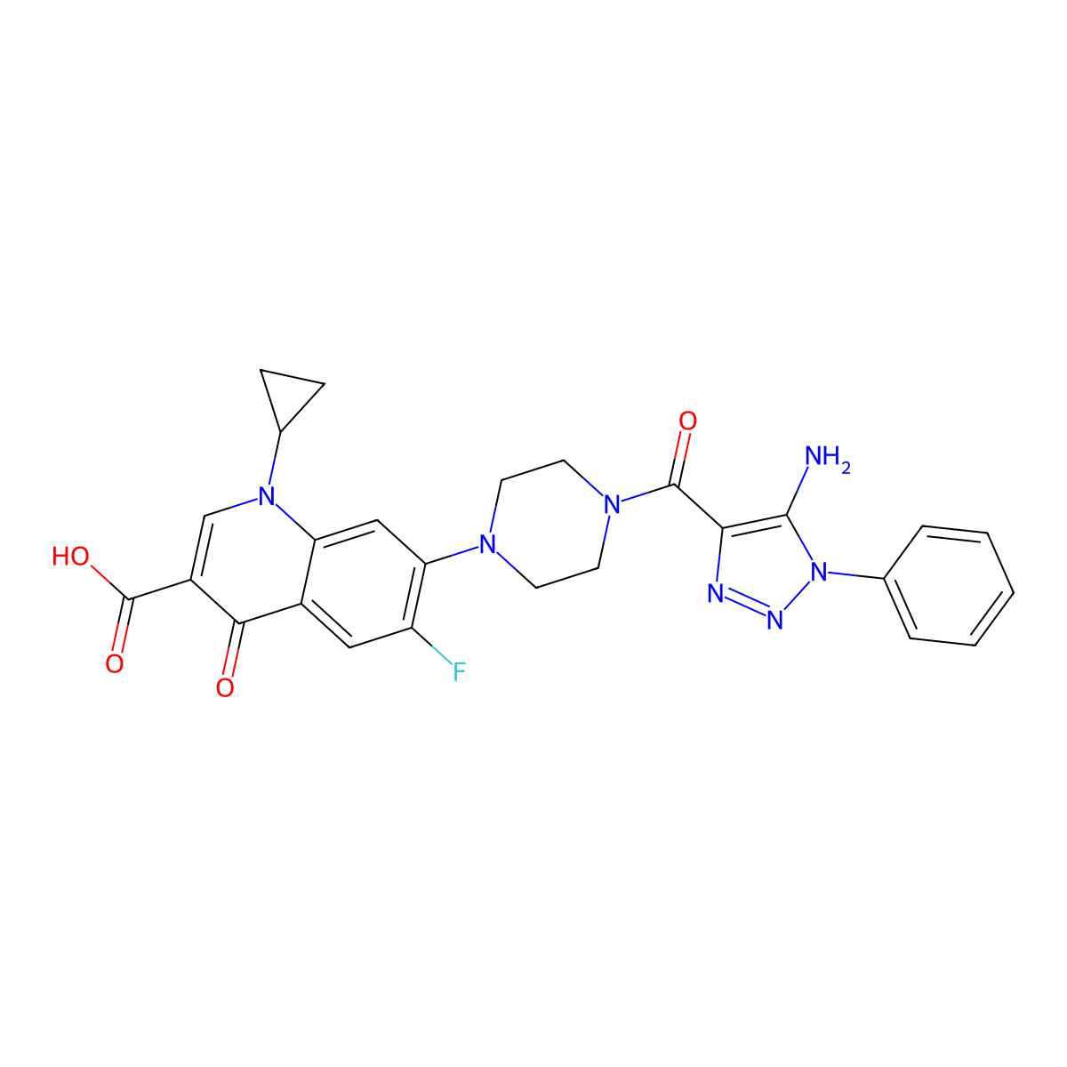 7-[4-(5-amino-1-phenyl-1H-1,2,3-triazole-4-carbonyl)piperazin-1-yl]-1-cyclopropyl-6-fluoro-4-oxo-1,4-dihydroquinoline-3-carboxylic acid molecular structure, CAS 2549019-57-8