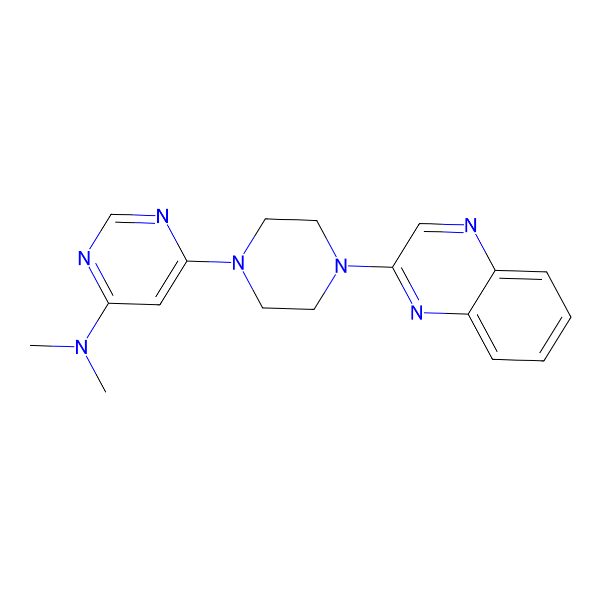 N,N-dimethyl-6-[4-(quinoxalin-2-yl)piperazin-1-yl]pyrimidin-4-amine molecular structure, CAS 2549019-61-4