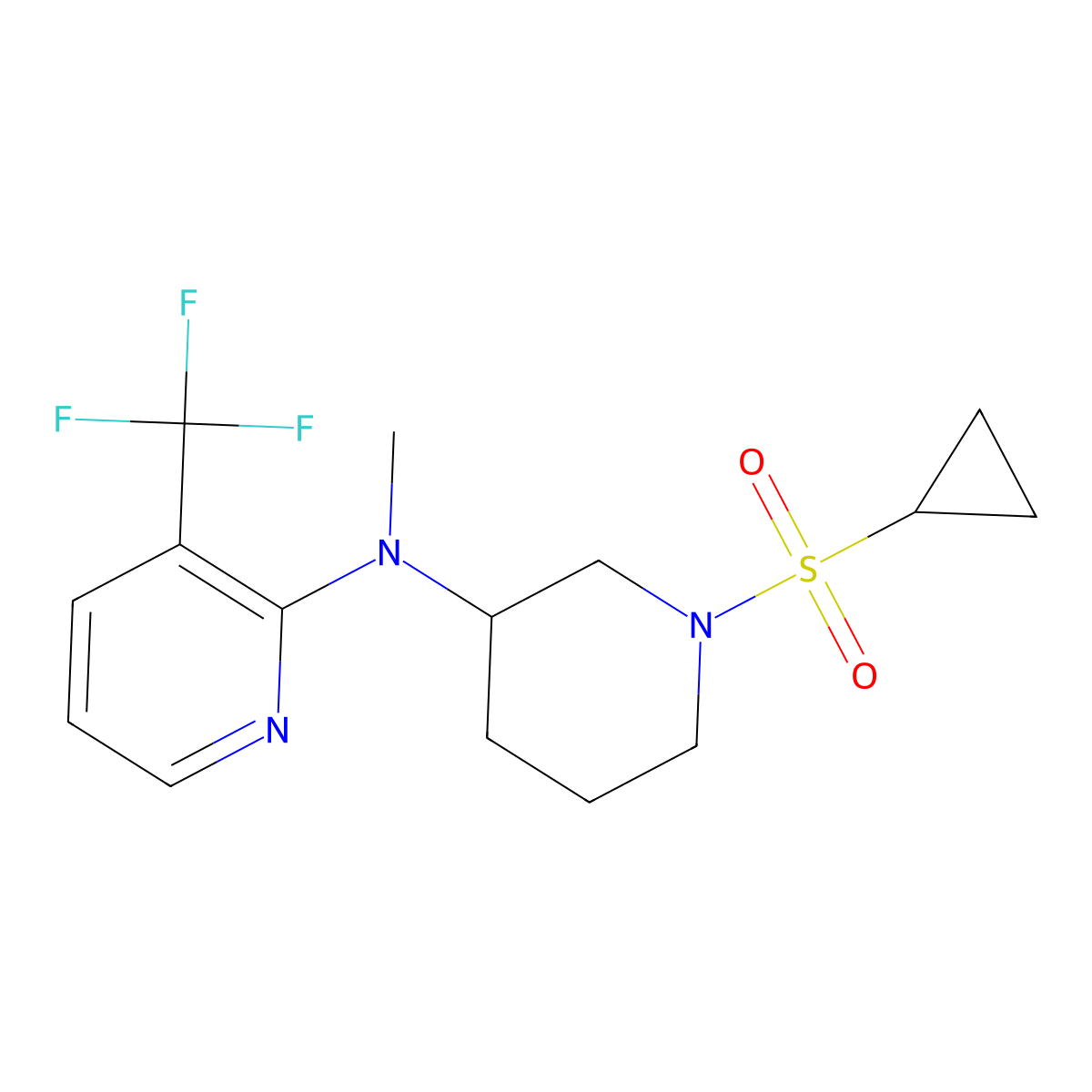 N-[1-(cyclopropanesulfonyl)piperidin-3-yl]-N-methyl-3-(trifluoromethyl)pyridin-2-amine molecular structure, CAS 2549019-64-7