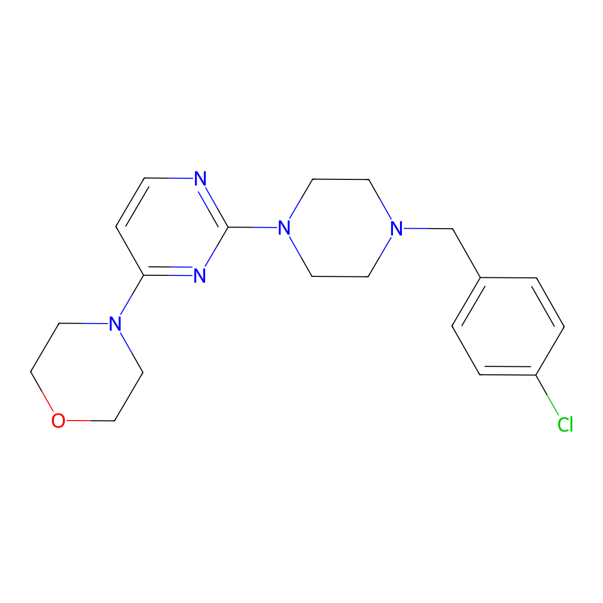 4-(2-{4-[(4-Chlorophenyl)methyl]piperazin-1-yl}pyrimidin-4-yl)morpholine molecular structure, CAS 2549019-69-2