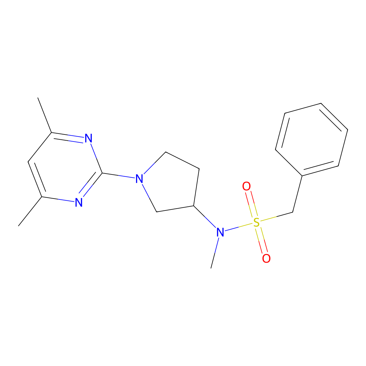 N-[1-(4,6-dimethylpyrimidin-2-yl)pyrrolidin-3-yl]-N-methyl-1-phenylmethanesulfonamide molecular structure, CAS 2549019-74-9