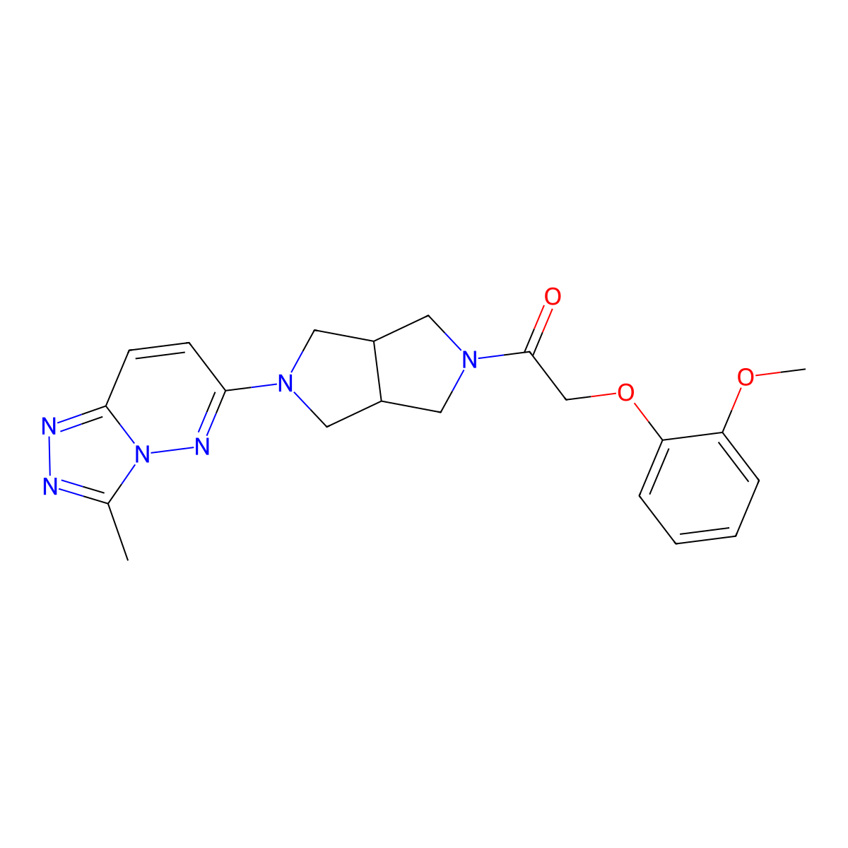 2-(2-Methoxyphenoxy)-1-(5-{3-methyl-[1,2,4]triazolo[4,3-b]pyridazin-6-yl}-octahydropyrrolo[3,4-c]pyrrol-2-yl)ethan-1-one molecular structure, CAS 2549019-75-0