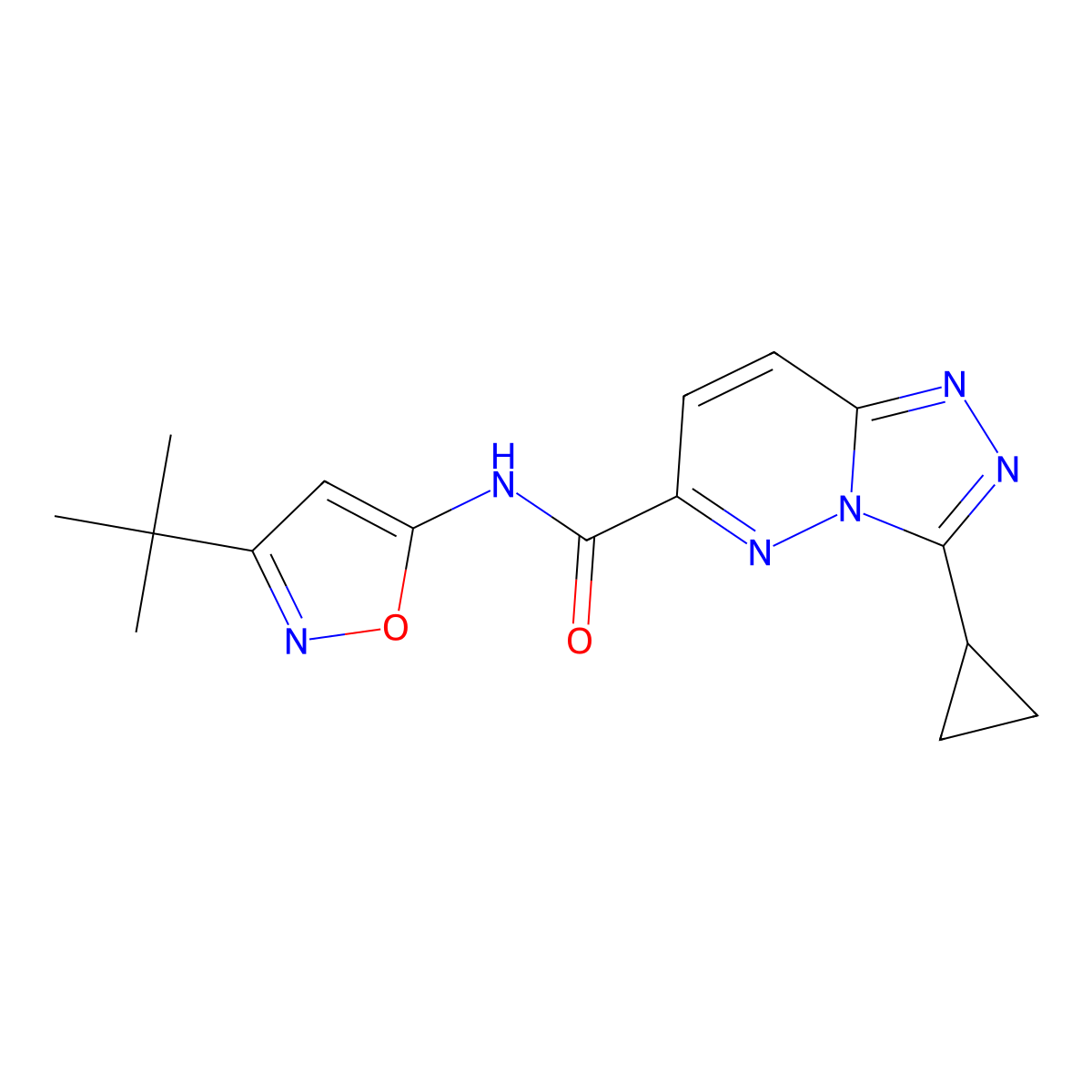 N-(3-tert-butyl-1,2-oxazol-5-yl)-3-cyclopropyl-[1,2,4]triazolo[4,3-b]pyridazine-6-carboxamide molecular structure, CAS 2549019-78-3
