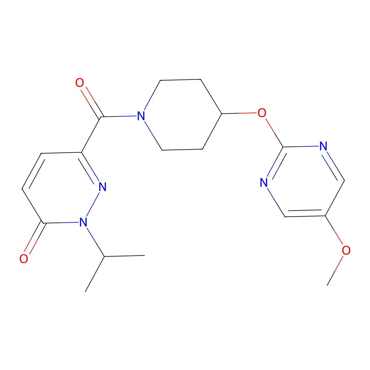 6-{4-[(5-Methoxypyrimidin-2-yl)oxy]piperidine-1-carbonyl}-2-(propan-2-yl)-2,3-dihydropyridazin-3-one molecular structure, CAS 2549019-84-1