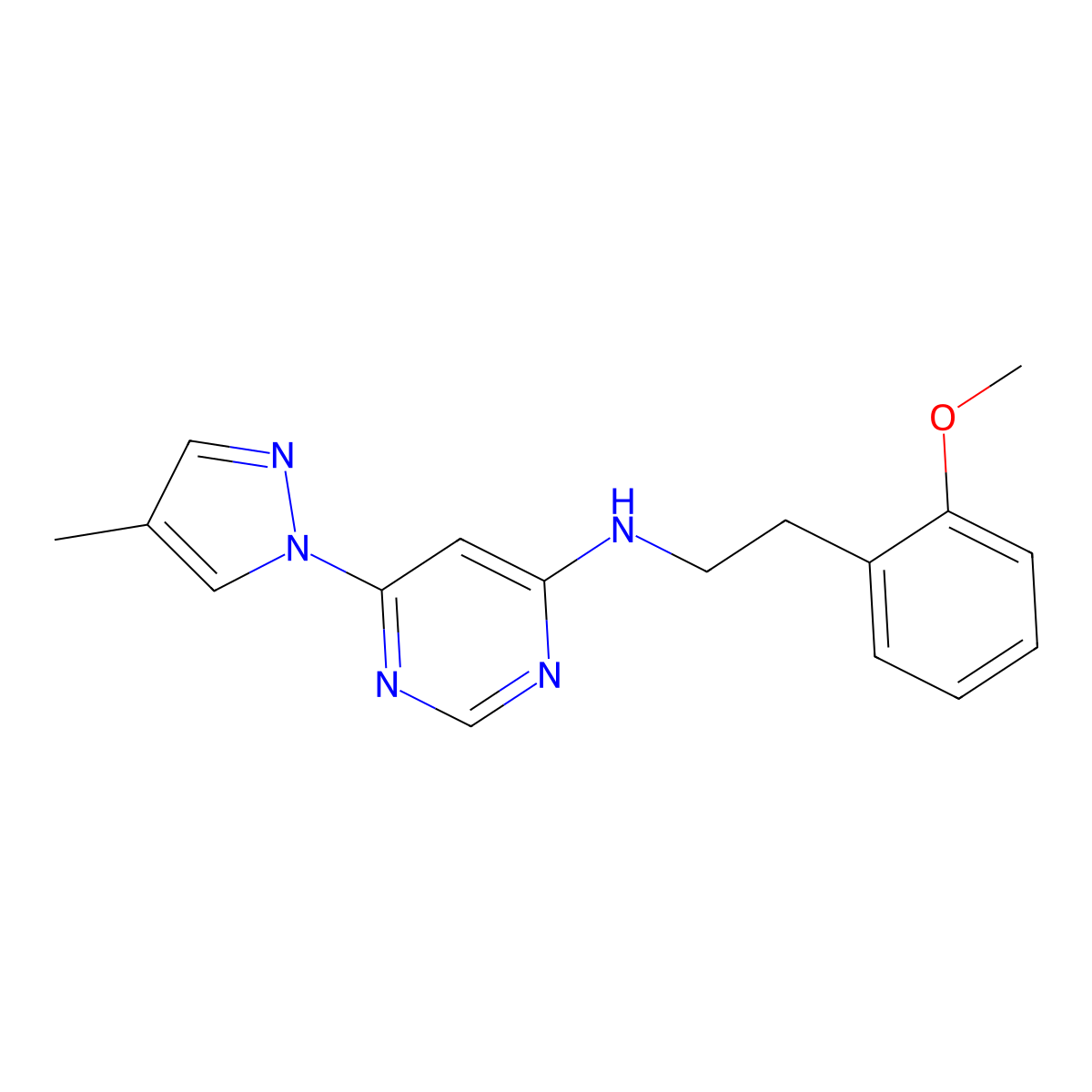 N-[2-(2-methoxyphenyl)ethyl]-6-(4-methyl-1H-pyrazol-1-yl)pyrimidin-4-amine molecular structure, CAS 2549019-88-5